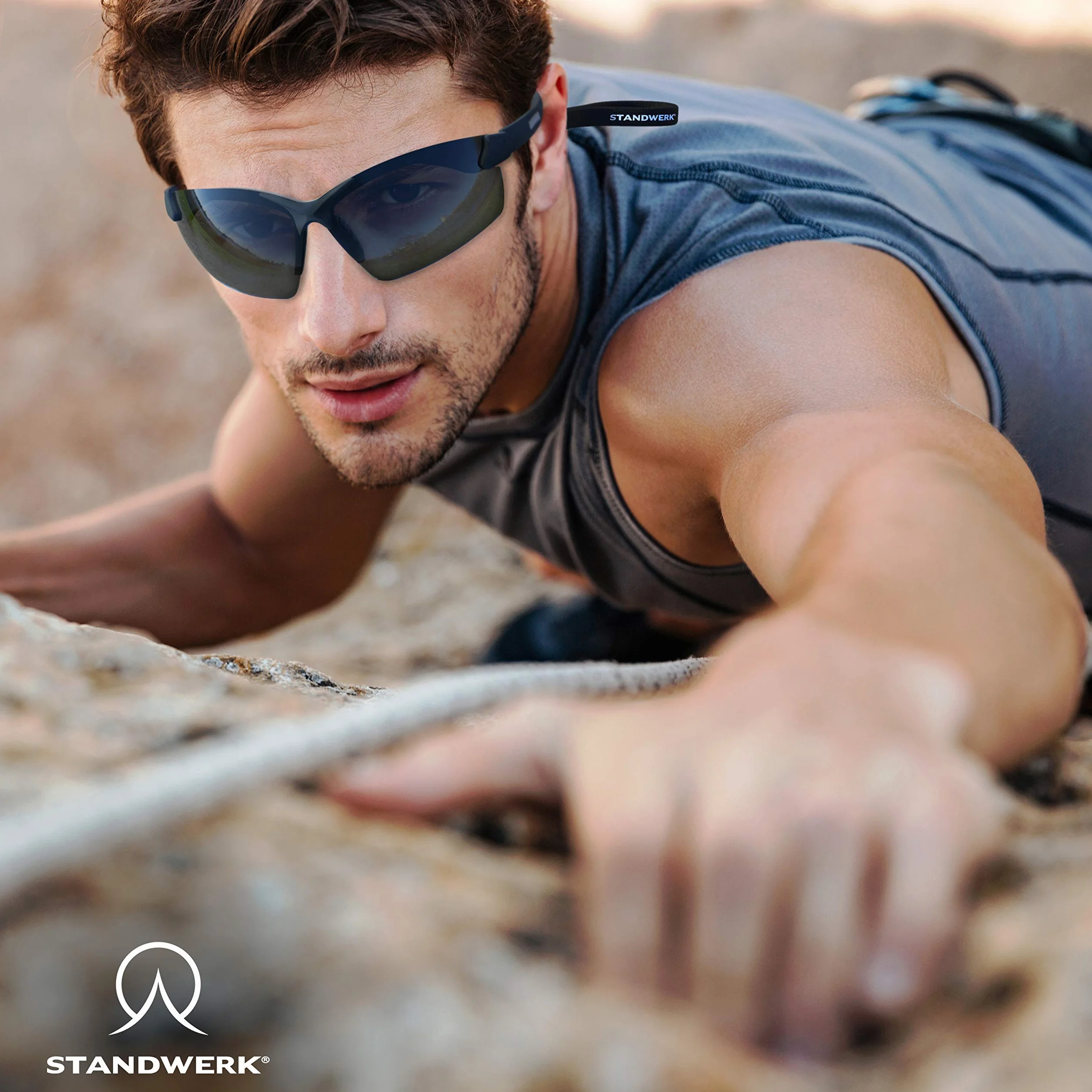 STANDWERK® Basic+ pasek na okulary – idealnie regulowany pasek na okulary sportowe – uchwyt na okulary, odpowiedni do uprawiania sportu i w czasie wolnym, niezawodny i wodoodporny