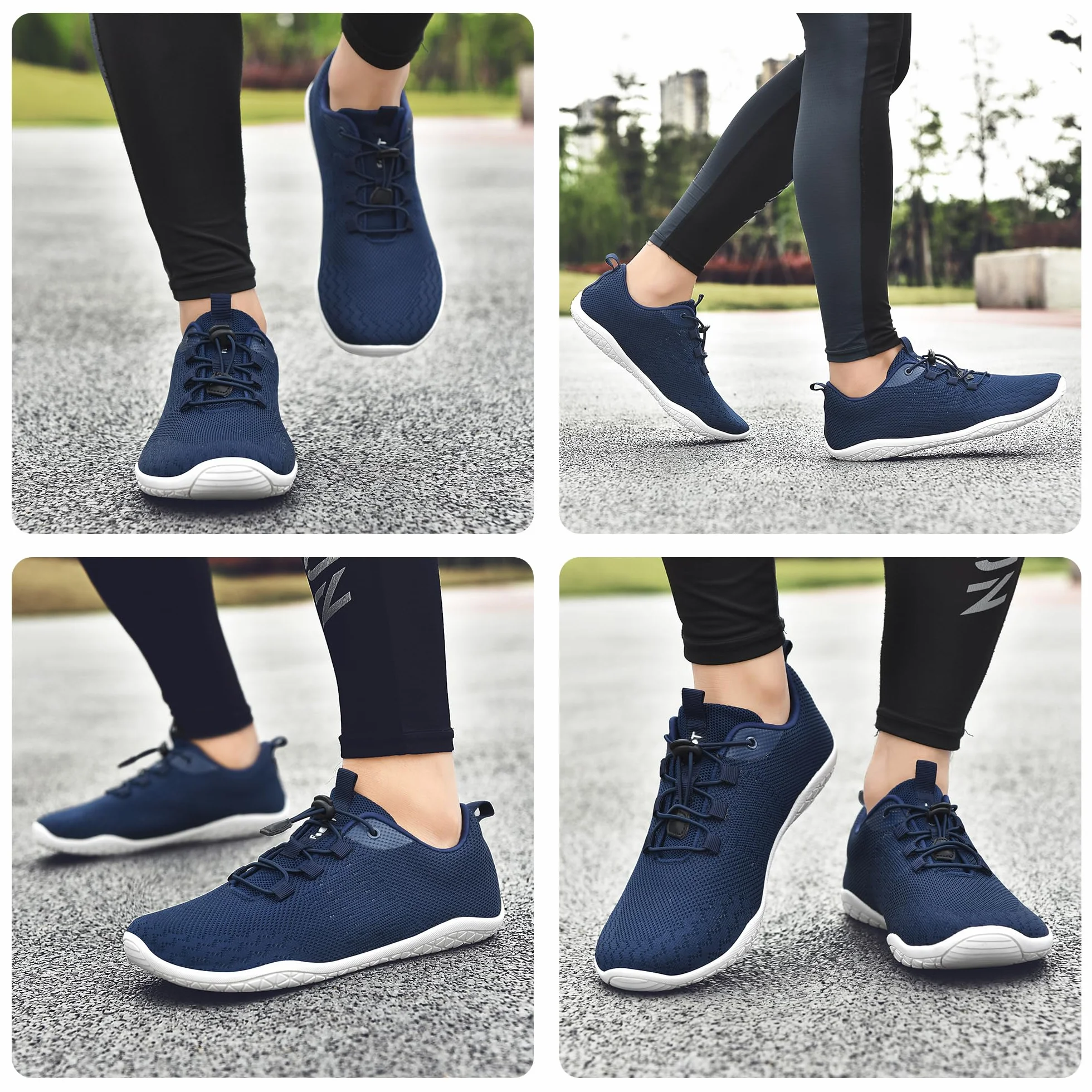 Geweo Buty Barefoot Mężczyźni Kobiety Lato Barefoot Shoes Szeroką Skrzynką na Palce Lato Oddychające Buty do Biegania Buty do Treningu Lekkie Wygodne Buty Fitness Sneaker Unisex Ciemnoniebieski 43EU