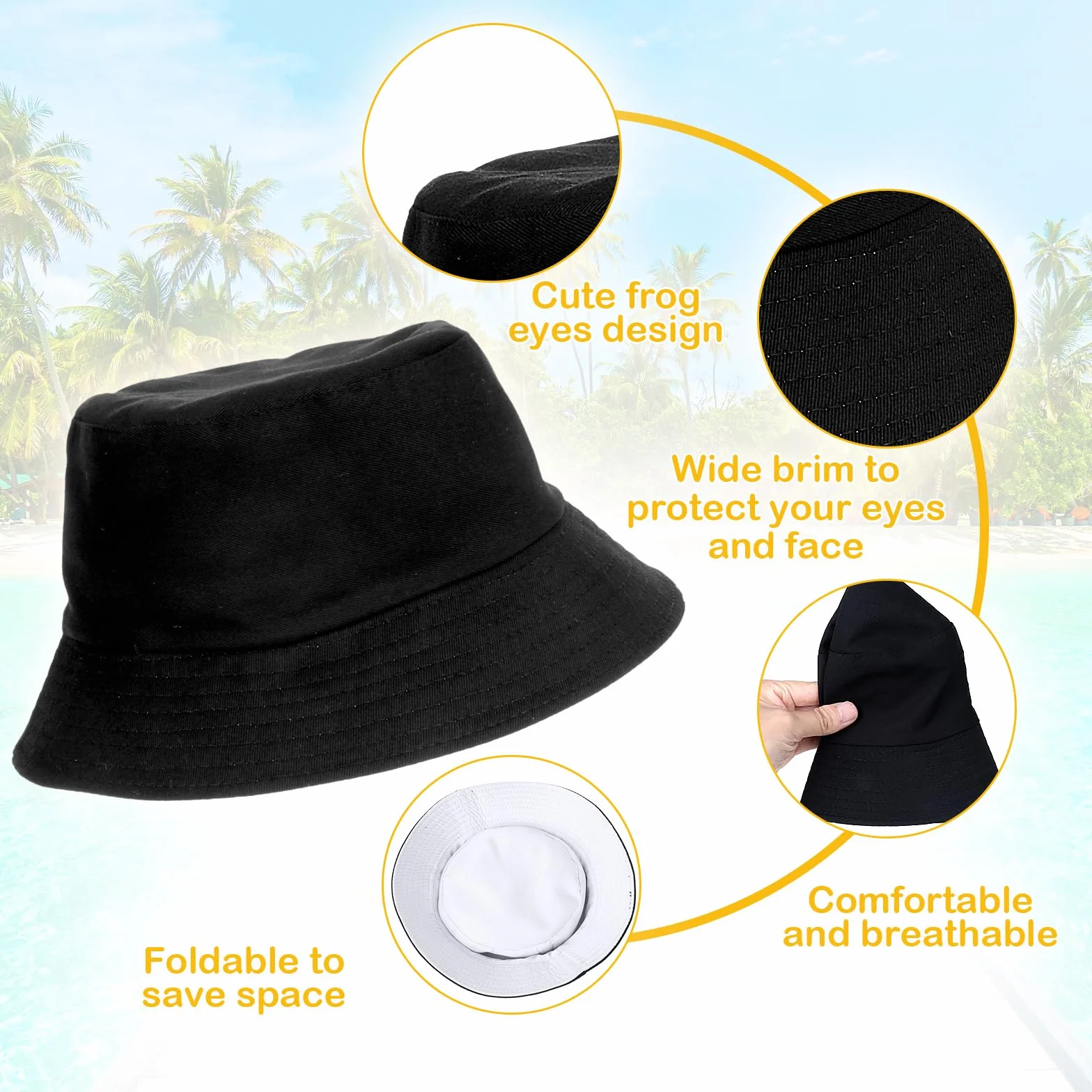 Sibba Kapelusz typu bucket dwustronna letnia czapka rybacka plaża słońce ochrona UV osłona przeciwsłoneczna szerokie rondo czapka z podszewką chłodząca na zewnątrz wakacje podróże wędkarstwo jesień