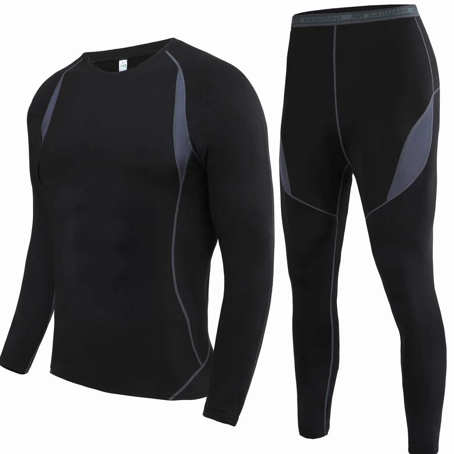 HAINES Zestaw bielizny termicznej, ciepła, oddychająca, bielizna narciarska dla mężczyzn, rozm. S-2XL, Nowy czarny, XL