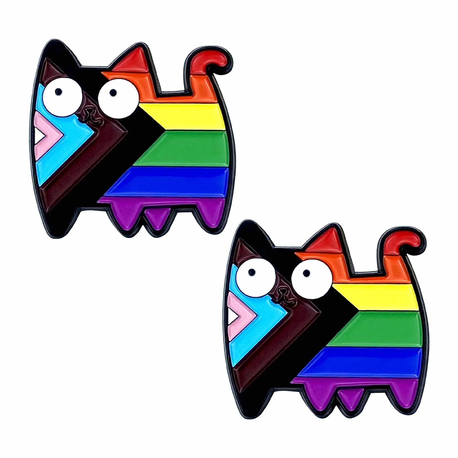 2 sztuki tęczowych przypinek Pride, przypinki z kotami, tęczowe urocze broszki z kotami, przypinki, przypinki anime, urocze koty akcesoria pin LGBTQ do ubrań, torebek, plecaków