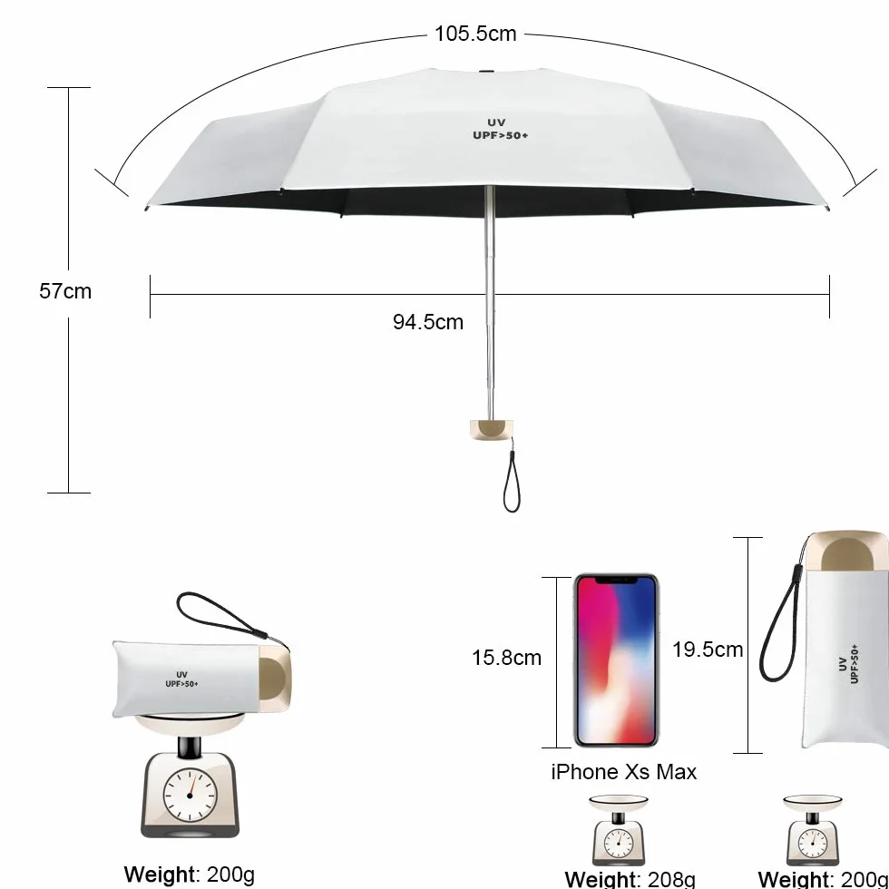 Vicloon Mini parasol, składany parasol podróżny, bardzo lekki parasol kieszonkowy, kompaktowy, wiatroodporny, parasol anty UV, do aktywności na świeżym powietrzu