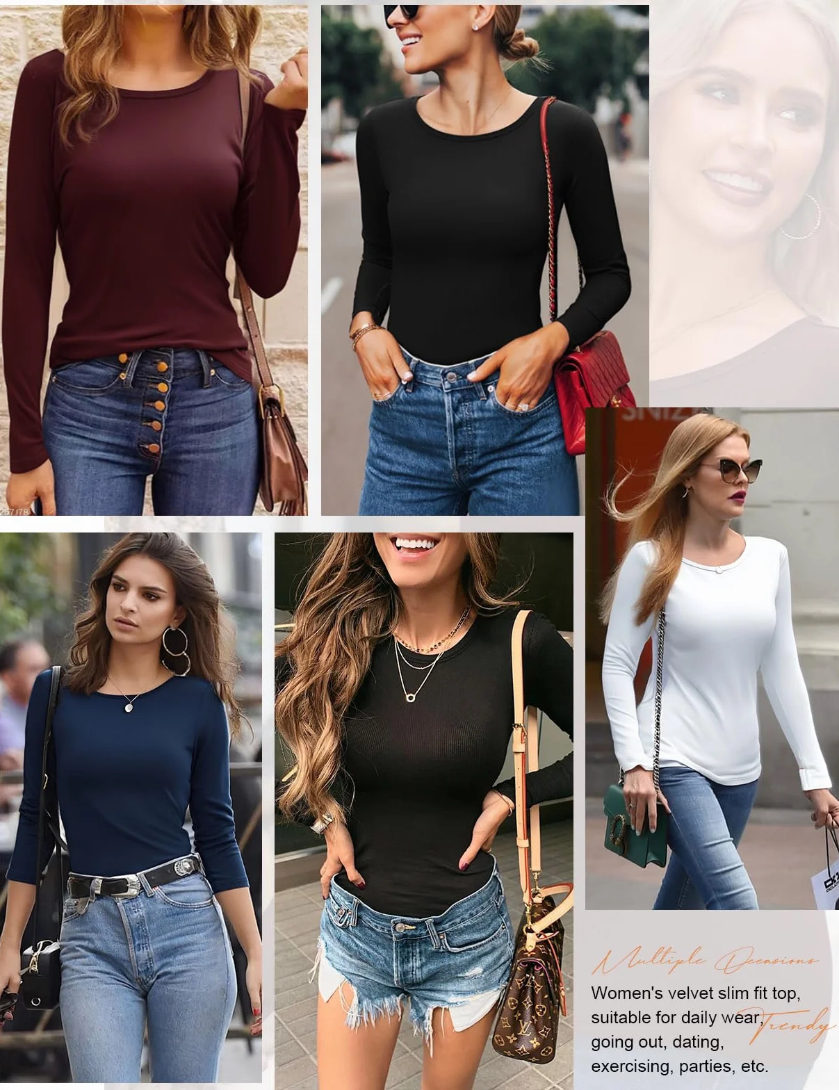 Damskie topy z długim rękawem okrągły dekolt topy termiczne zimowe na co dzień rozciągliwe ciepłe koszule wygodna miękka bielizna warstwa bazowa koszula slim fit
