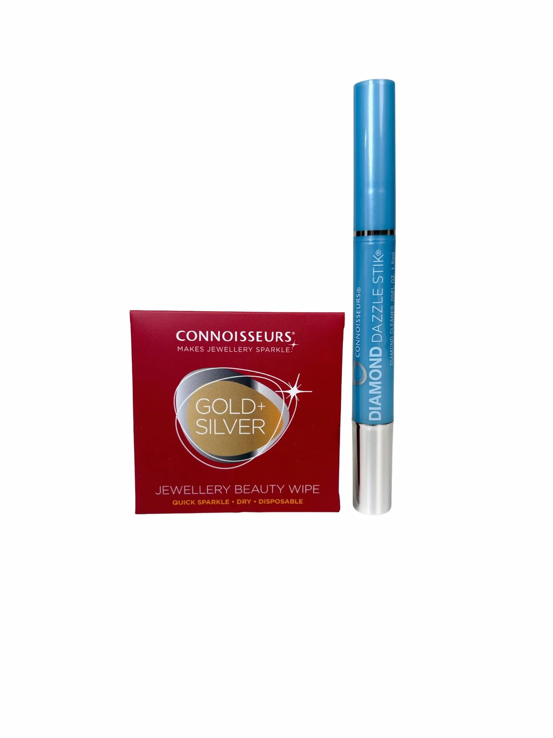 Connoisseurs Zestaw do czyszczenia biżuterii, diamentowy sztyft i 6 ściereczek do czyszczenia, do czyszczenia biżuterii, złota, diamentowa, platynowa i srebrna, czyszczenie pierścionków