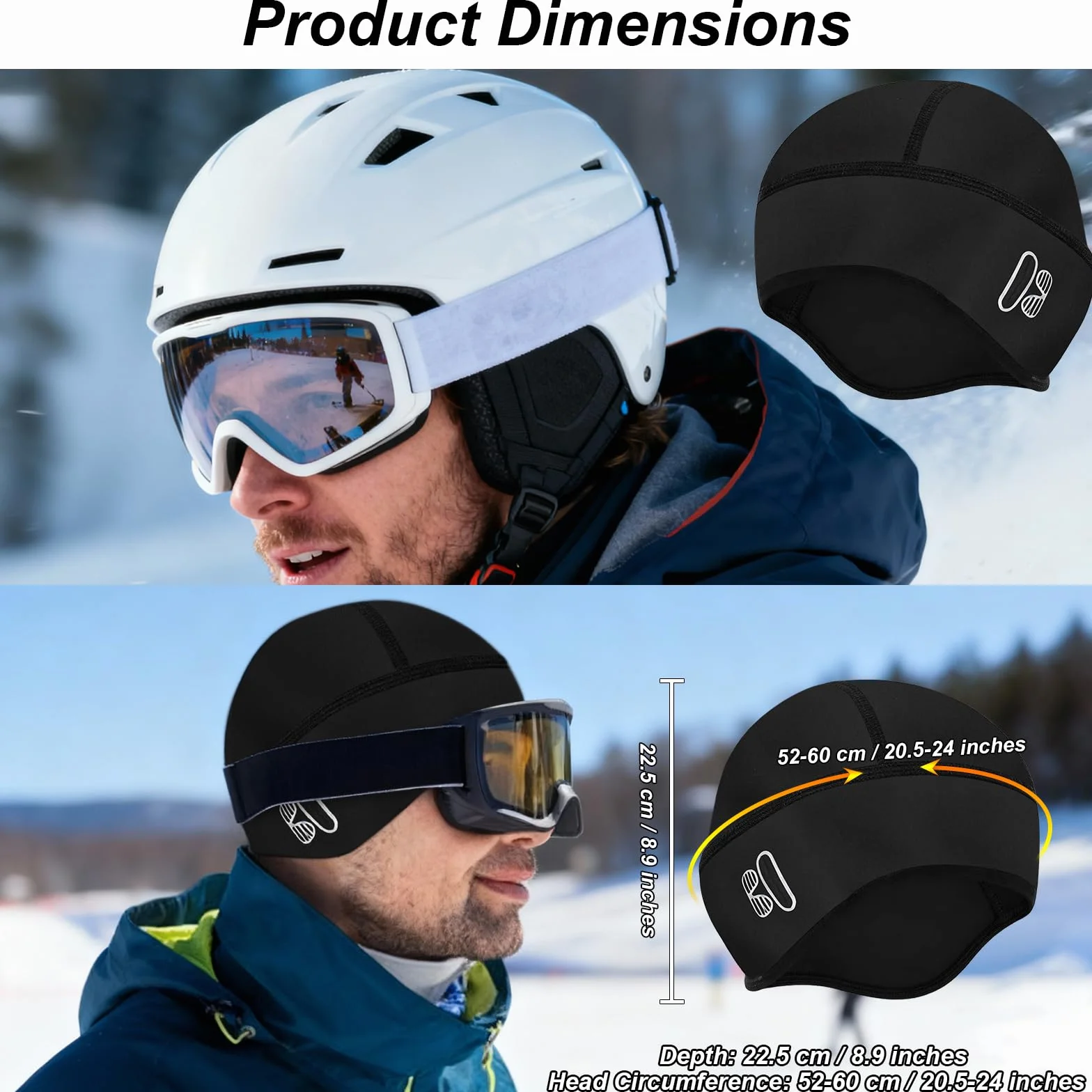 Męska czapka rowerowa pod kask, wiatroszczelna i ciepła zimowa czapka z polaru, oddychająca czapka sportowa na kask rowerowy, czapka rowerowa na rower wyścigowy, MTB, wygodna czapka rowerowa dla
