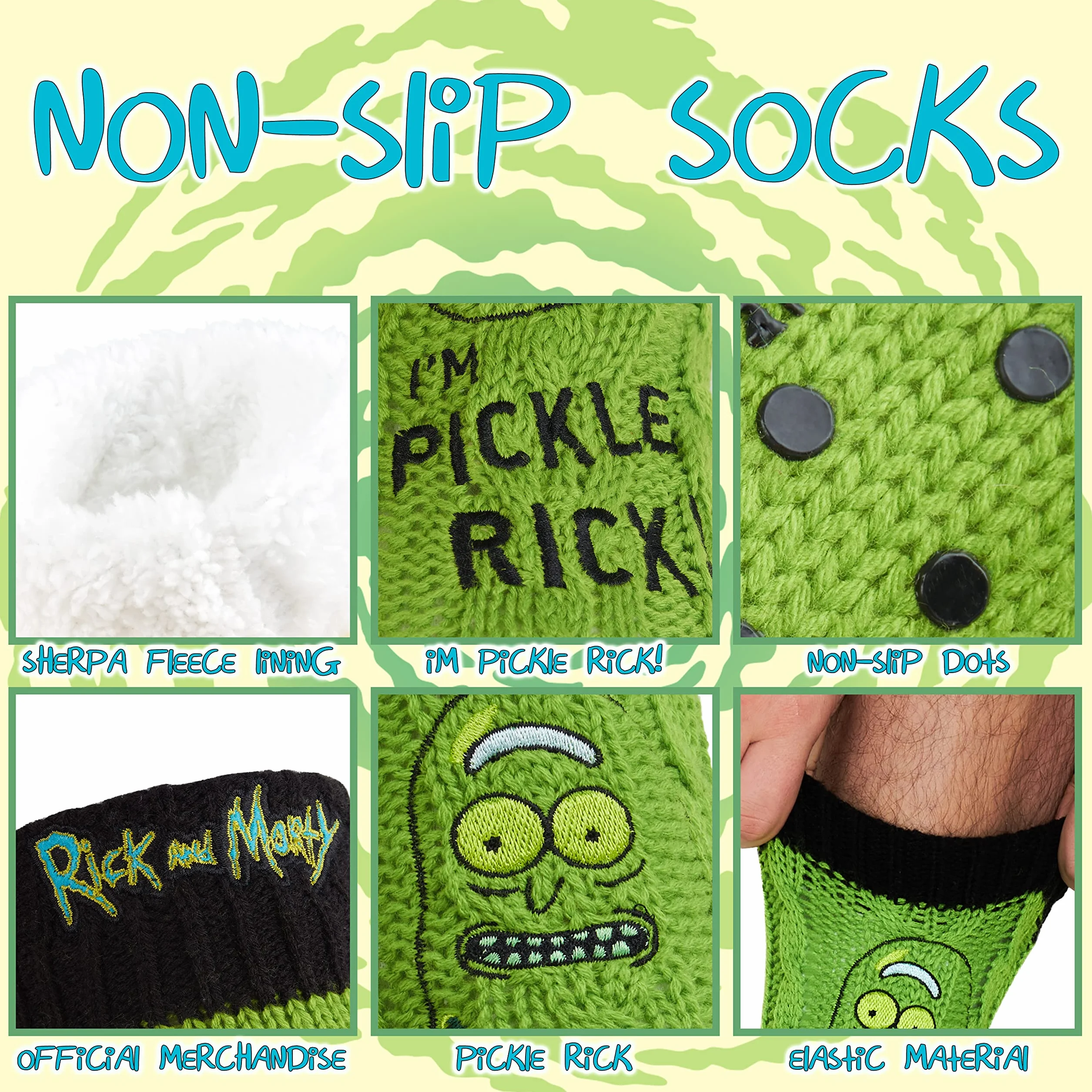 Rick and Morty Skarpety Slipper, Męskie dzianinowe skarpety antypoślizgowe, Ciepłe puszyste skarpetki