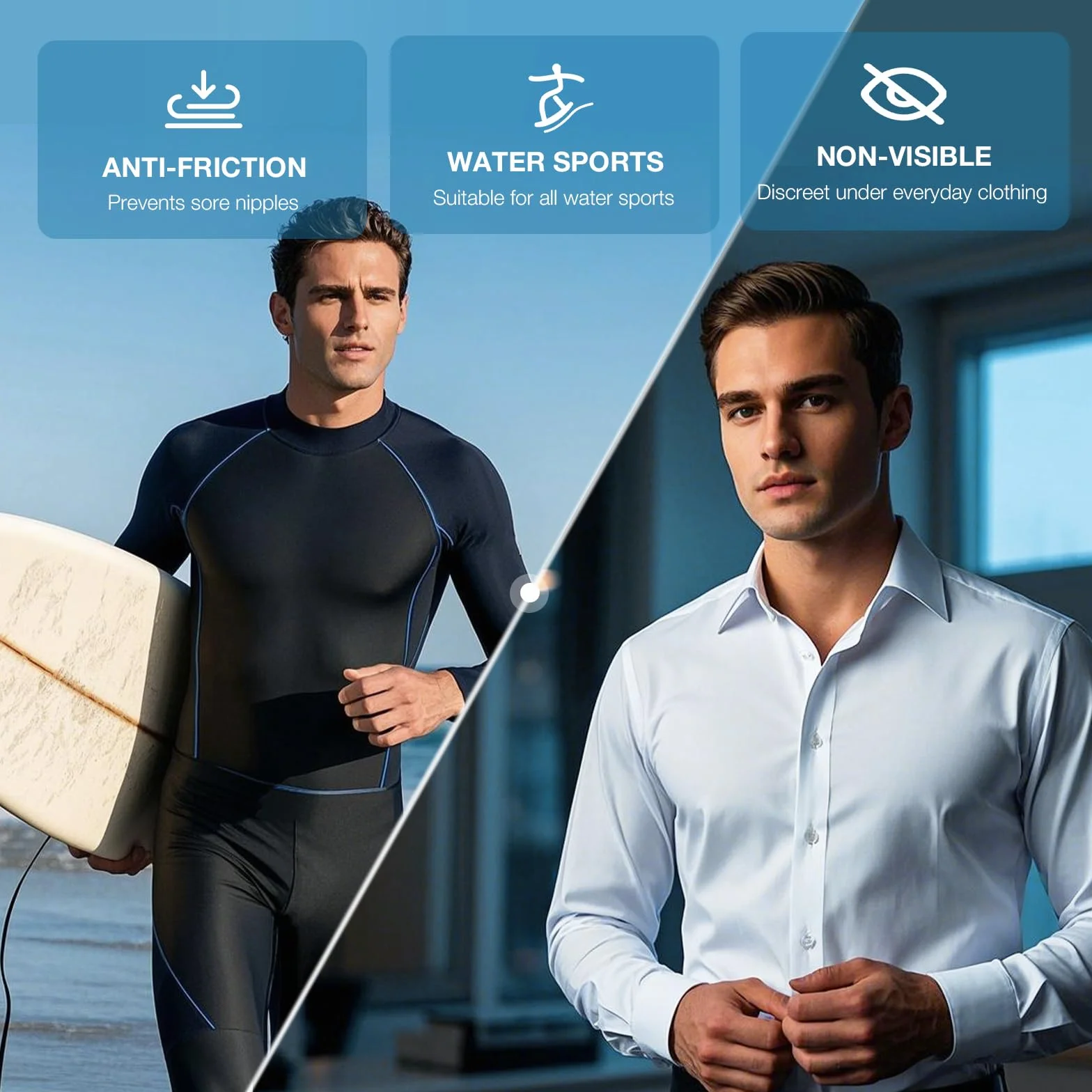 Nipple Covers Men, 60Pcs(30 Pairs) Running Nipple Guards for Men, No Show Nipple Tape Nip Plasters for Runners, Ideal for Marathon, Gym, Formal Wear, Surfing & Cycling