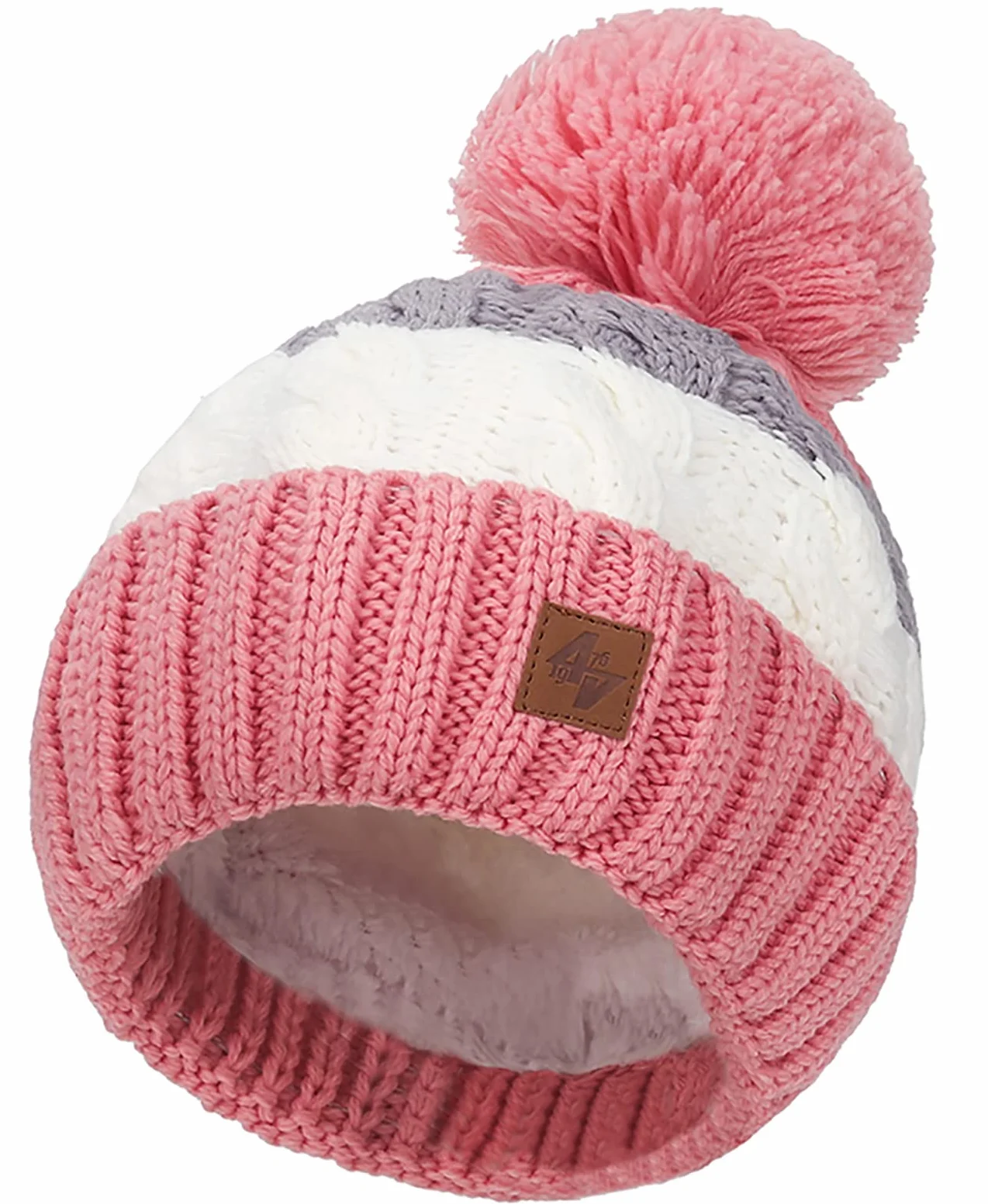 Dziewczęca czapka zimowa czapka beanie dziewczęca czapka z robakiem dla dzieci z dużym podwójnym pomponem
