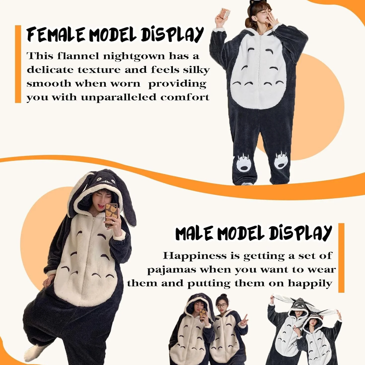 HULG Jednoczęściowy kostium dla dorosłych, kostium zwierzęcy, unisex, pluszowy, Halloween, cosplay, piżama, impreza, jednoczęściowa bielizna nocna