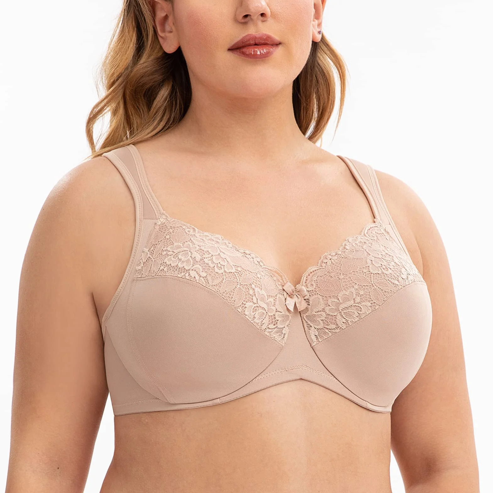 Damski biustonosz minimalizujący poduszkę plus size pełne pokrycie koronkowy biustonosz bez podszewki