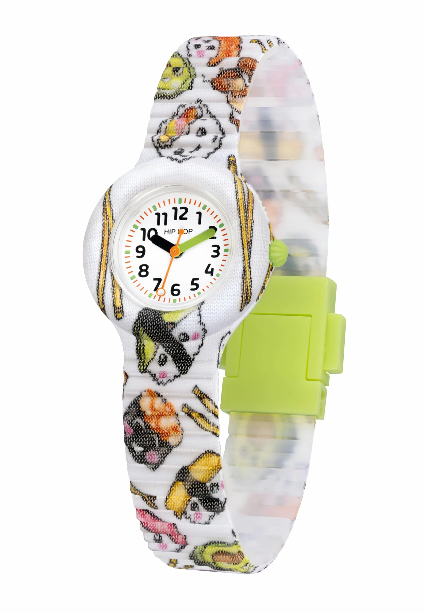HIP HOP, Kolekcja dla dzieci, zegarek dla dzieci z grafiką Sushi Lovers, przyjazny dla środowiska silikonowy pasek, koperta 28 mm, łatwa do odczytania, żywe kolory