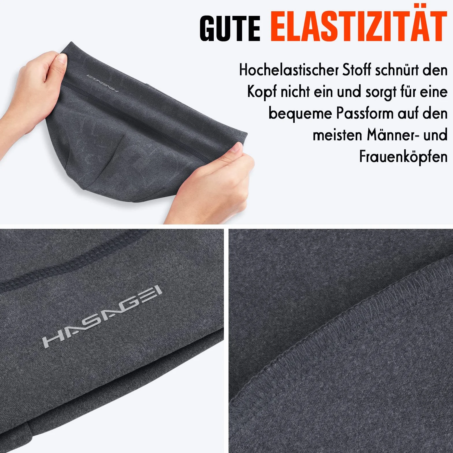 HASAGEI Czapka do biegania, unisex, miękka, elastyczna, sportowa, wiatroszczelna, termiczna, odpowiednia na wiosnę, jesień i zimę, szary, 52
