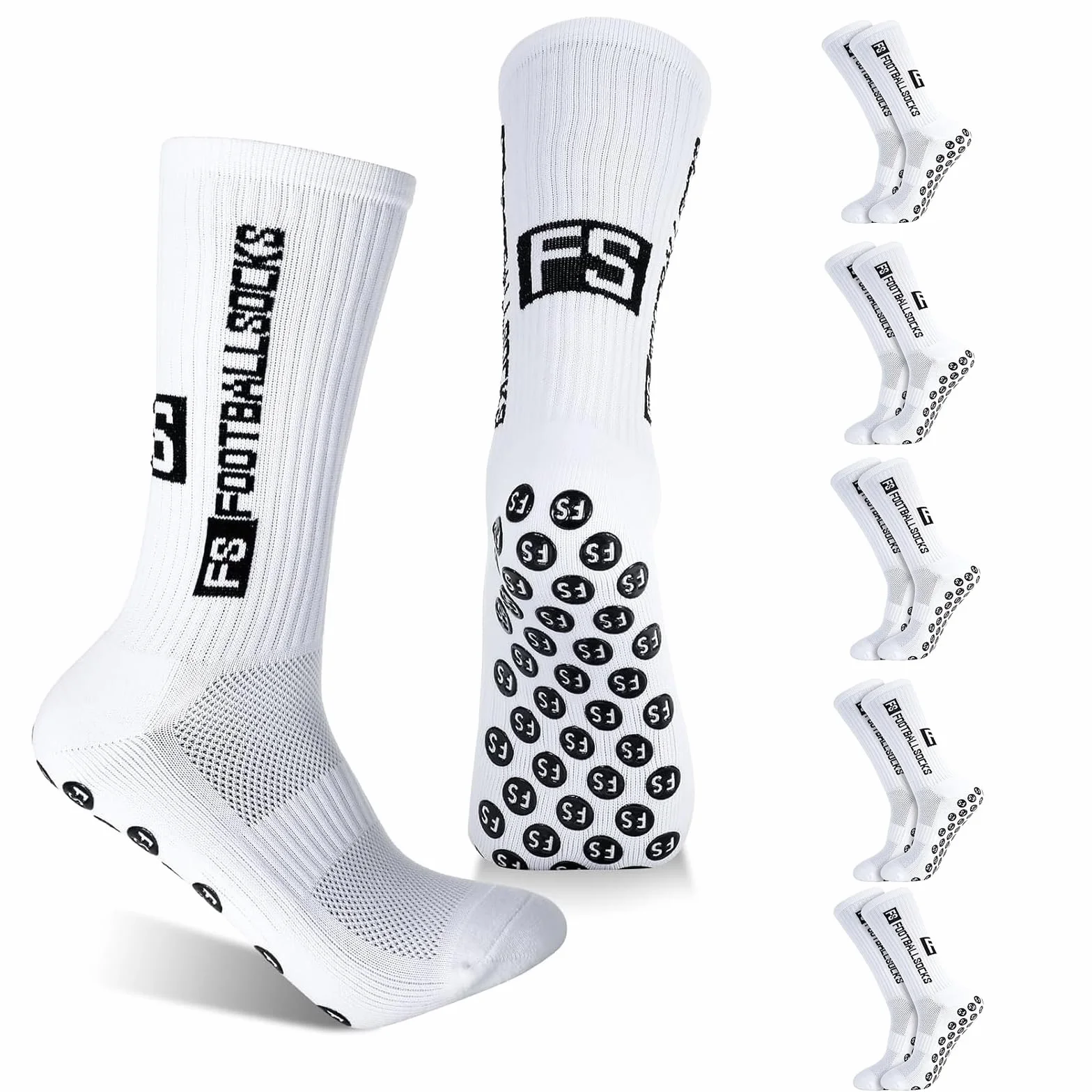 MIYUANGKJ 6 par skarpet do piłki nożnej dla mężczyzn, antypoślizgowe skarpety sportowe, skarpety Grip Sock, skarpety piłkarskie, skarpety treningowe, skarpety kompresyjne, rozmiar 38-46, do piłki