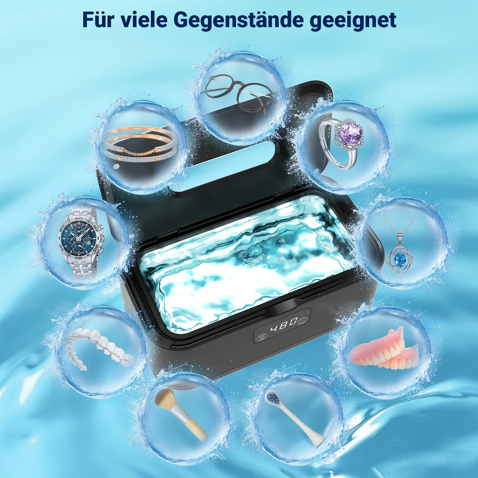 Ultrasonic Cleaner, 49000 Hz, urządzenie do czyszczenia okularów, 800 ml, ultrasoniczne urządzenie do czyszczenia U-V, z 5 funkcjami czasowymi, ultradźwiękowe urządzenie do biżuterii, zegarków
