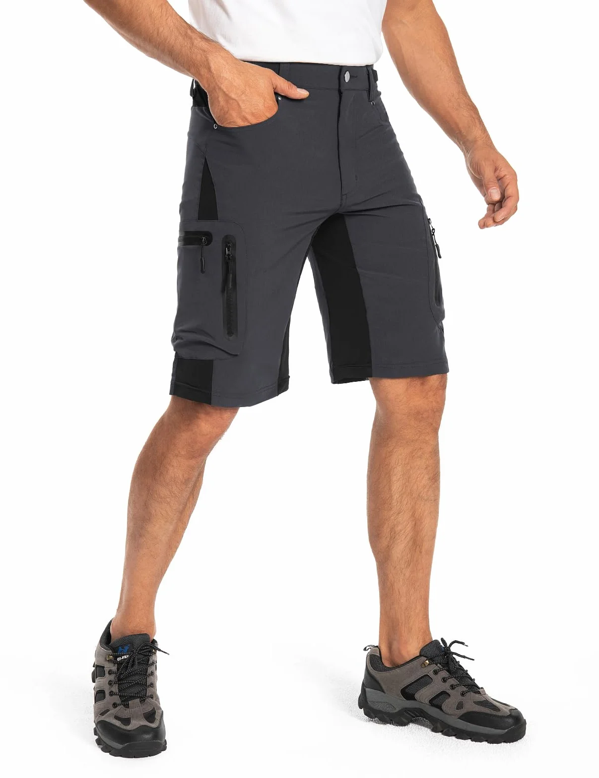 Hiauspor Mens Hiking Cargo Shorts Lightweight Water-Resistant Quick Dry Stretch for Casual Golf Fishing Tactical Bike Outdoor (Dark Grey, X-Large)