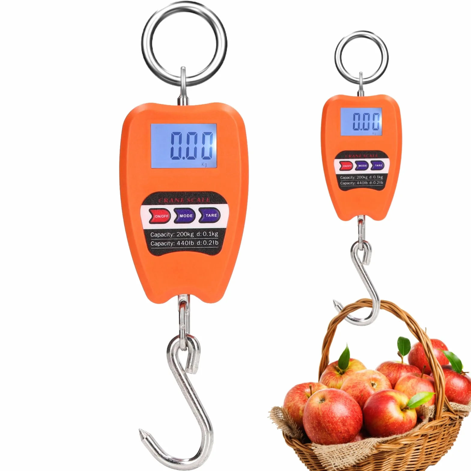 Przenośna Waga Wisząca 200 Kg Cyfrowa Waga Wisząca Mini Waga Elektroniczna do Ważenia Bagażu, Polowania, Farmy, Wędkowania 2 Baterie AAA (brak w zestawie)