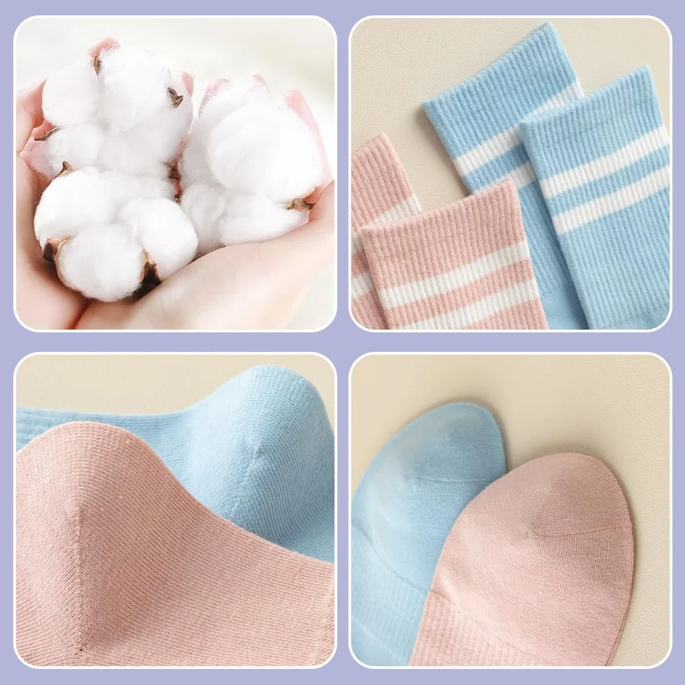 PLUSHCEWT 4 pary skarpet damskich ultra miękkie bawełniane skarpetki z uchwytem dla kobiet dziewcząt oddychające trwałe rozciągliwe kolorowe skarpety do pilatesu jogi antypoślizgowe solidne paski