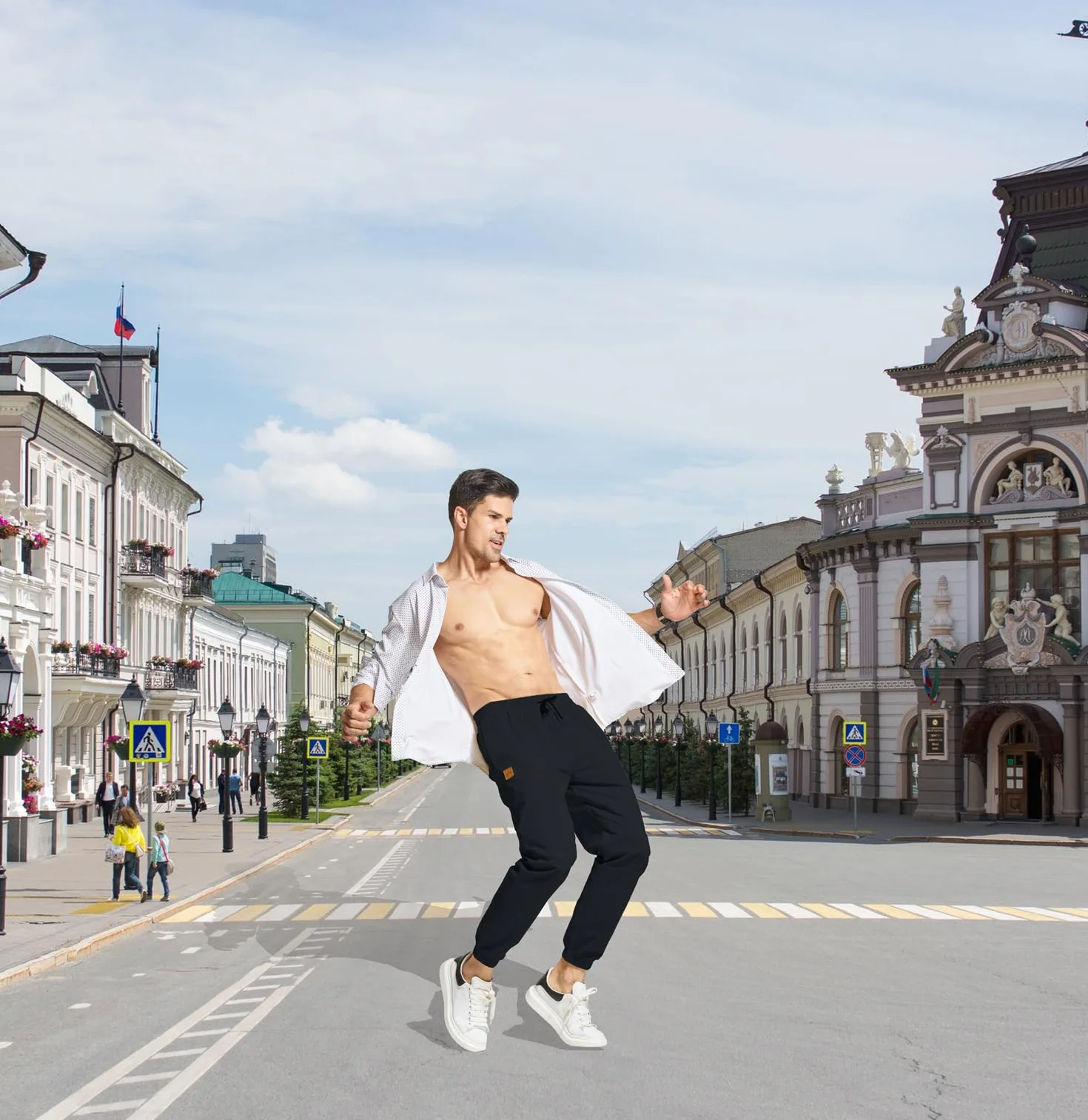 ZOXOZ Męskie Spodnie Sportowe Bawełniane Męskie Spodnie Joggingowe Dresowe Elastyczna Talia z Kieszeniami