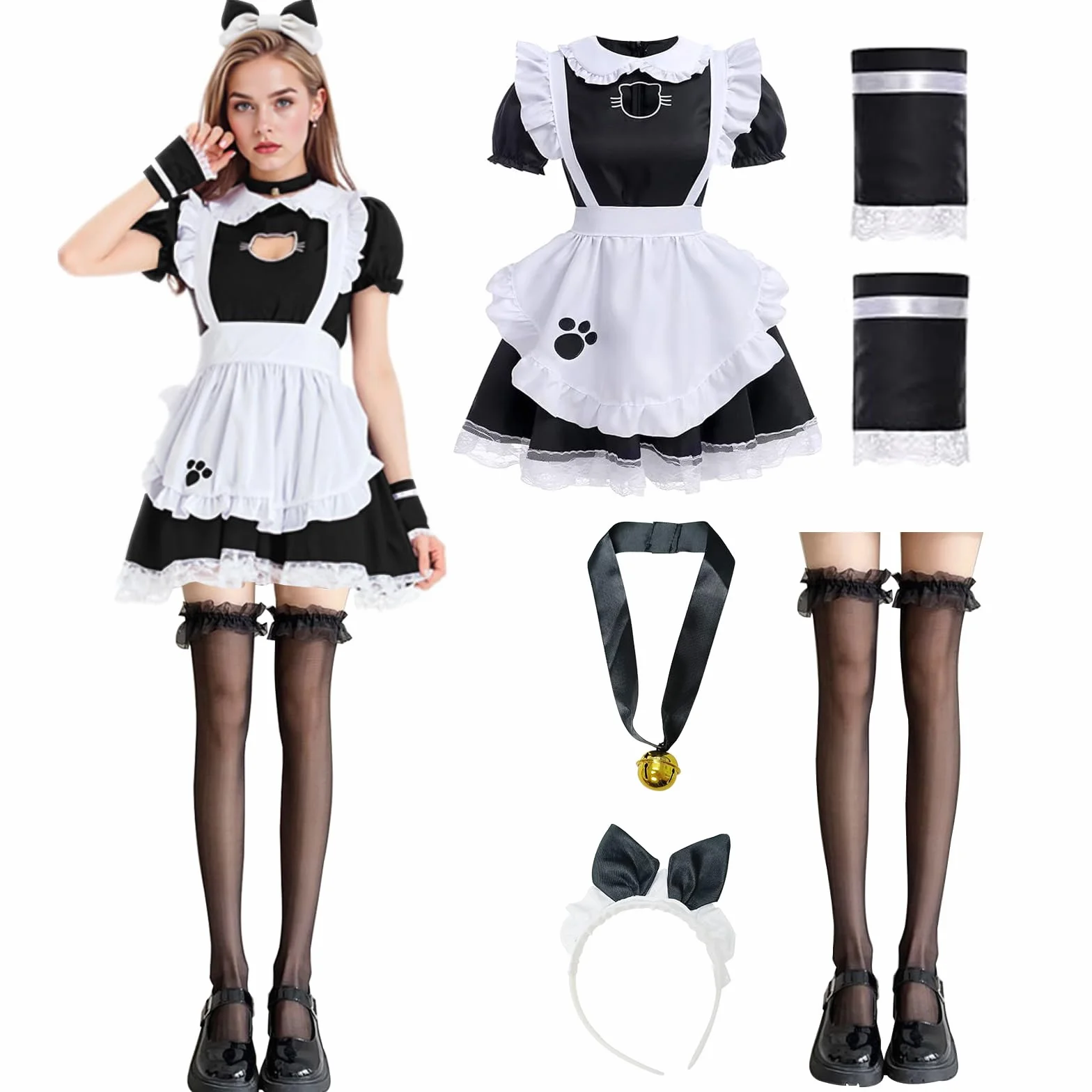Francuska sukienka pokojówki Anime Maid Cosplay Klasyczna sukienka pokojówki kostium na Boże Narodzenie Halloween