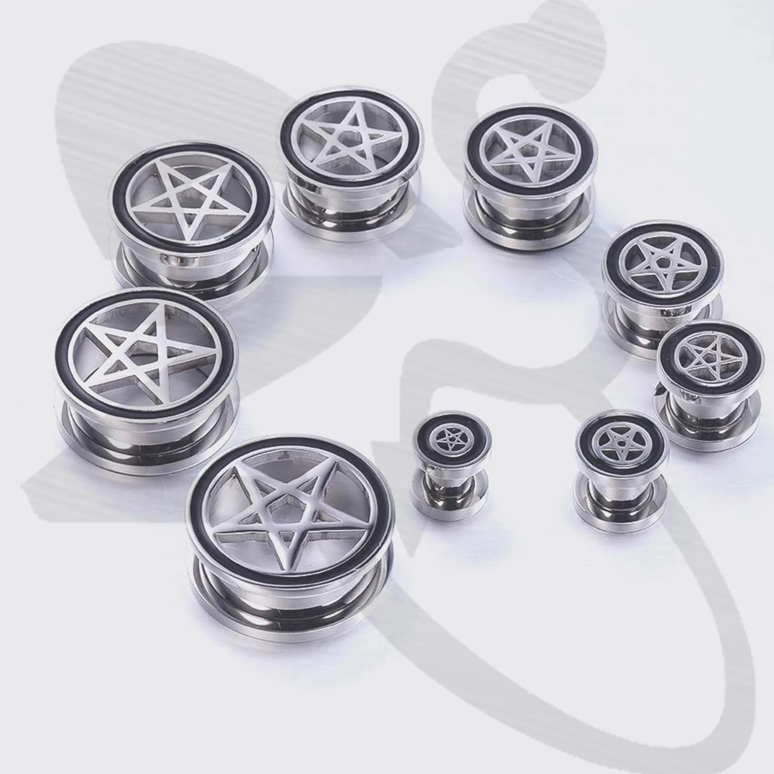 Pentagram Star Ear Plug Tunele Piercing ze stali nierdzewnej 316L do przekłuwania uszu