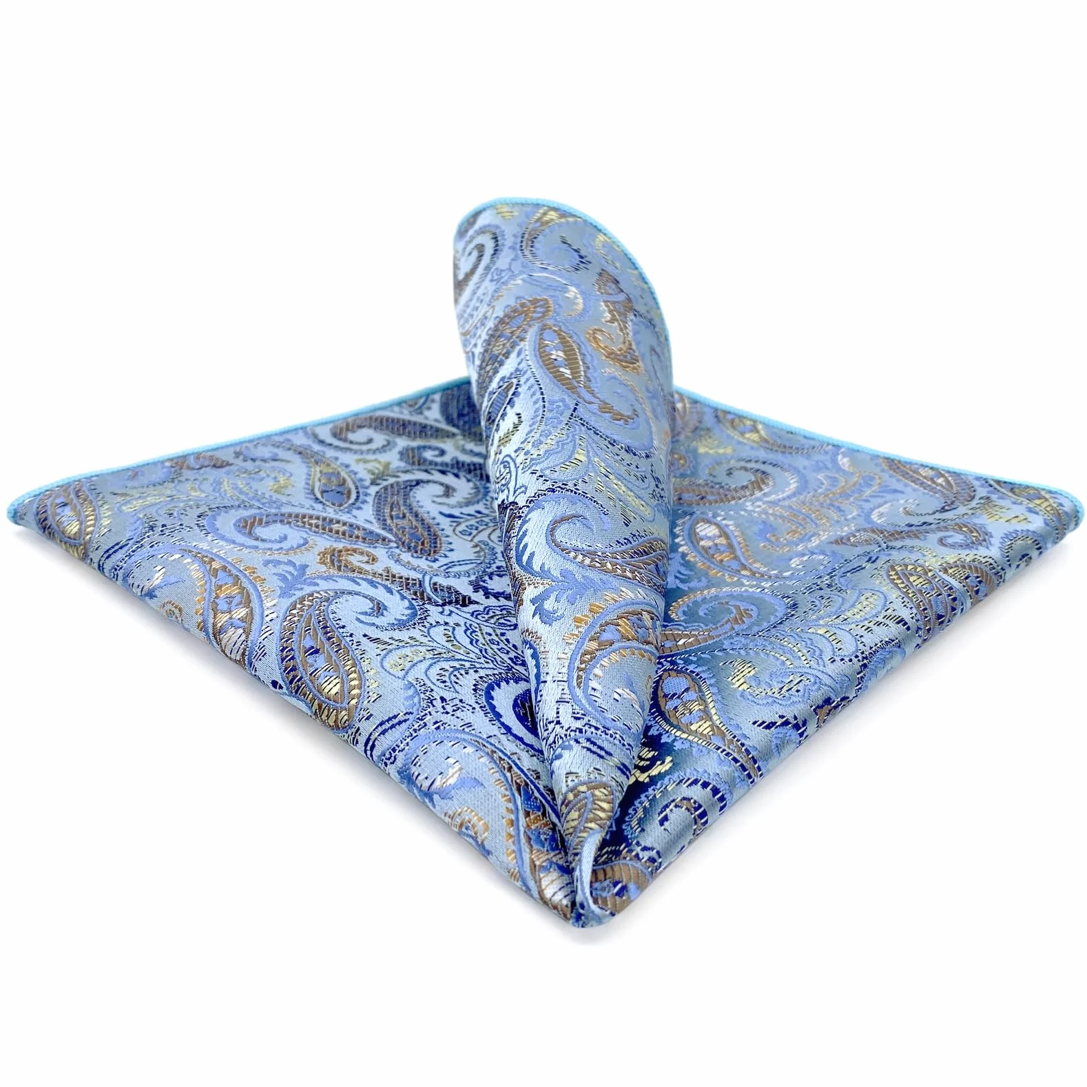 S&W SHLAX&WING Niebieskie męskie poszetki Paisley Silk Large Hanky 32cm Groomsmen męskie poszetki