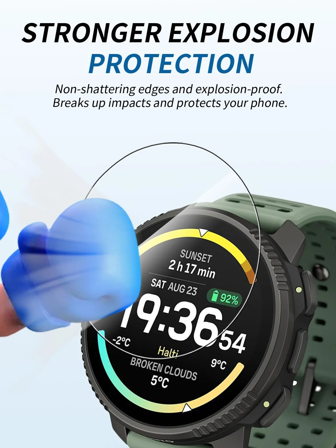 (3 sztuki) folia ochronna do zegarka Suunto Vertical 2 Smartwatch, yystao hartowane szkło folia ochronna na wyświetlacz, wysoka rozdzielczość, odporna na zarysowania, wrażliwa na dotyk, twardość 9H