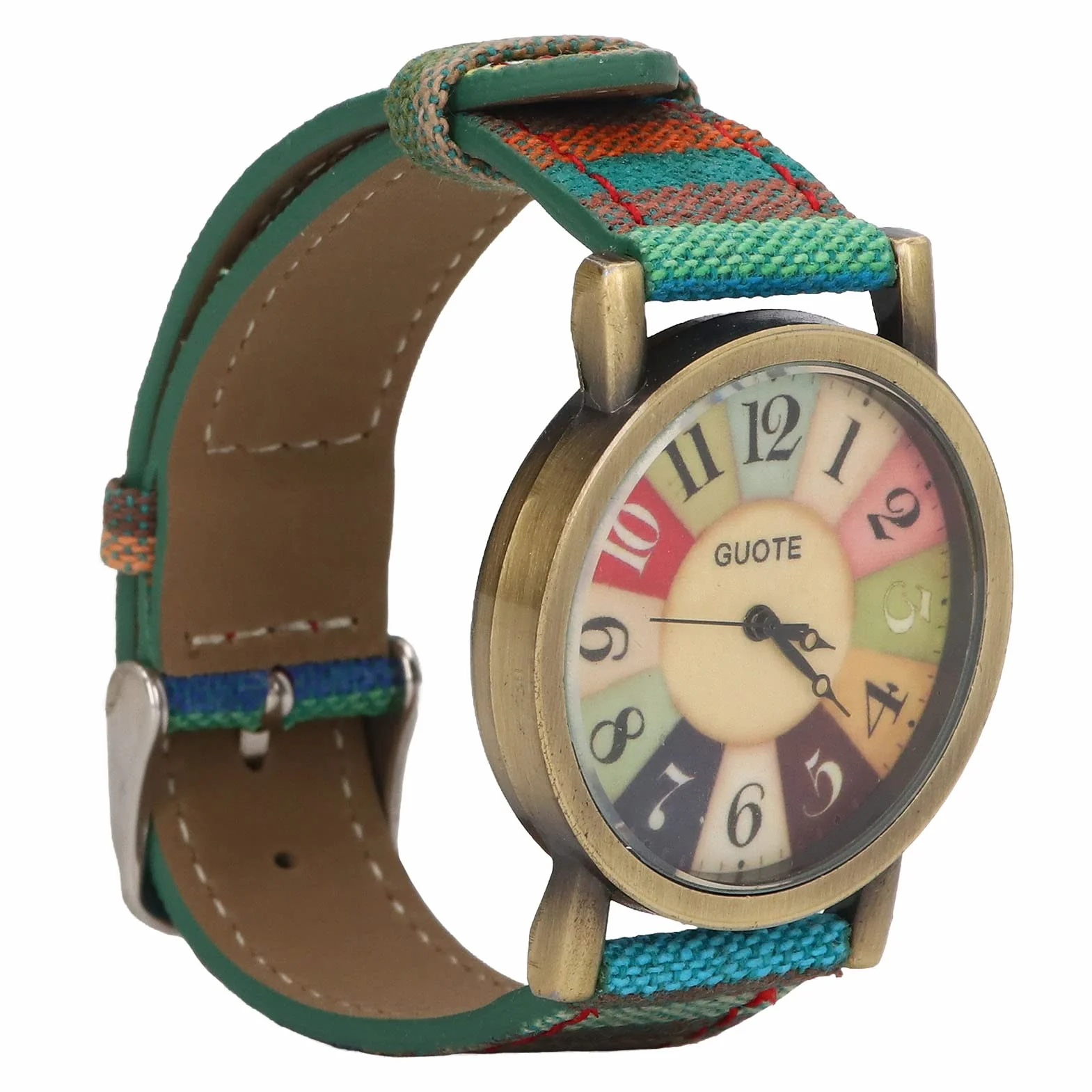 Yosoo Hippie Chic Zegarki, Boho damski zegarek z motywem tęczowym Multicolor Tęczy Łatwy do odczytu zegarek z dużymi liczbami Czech Zegarki z PU skórzany pasek dla