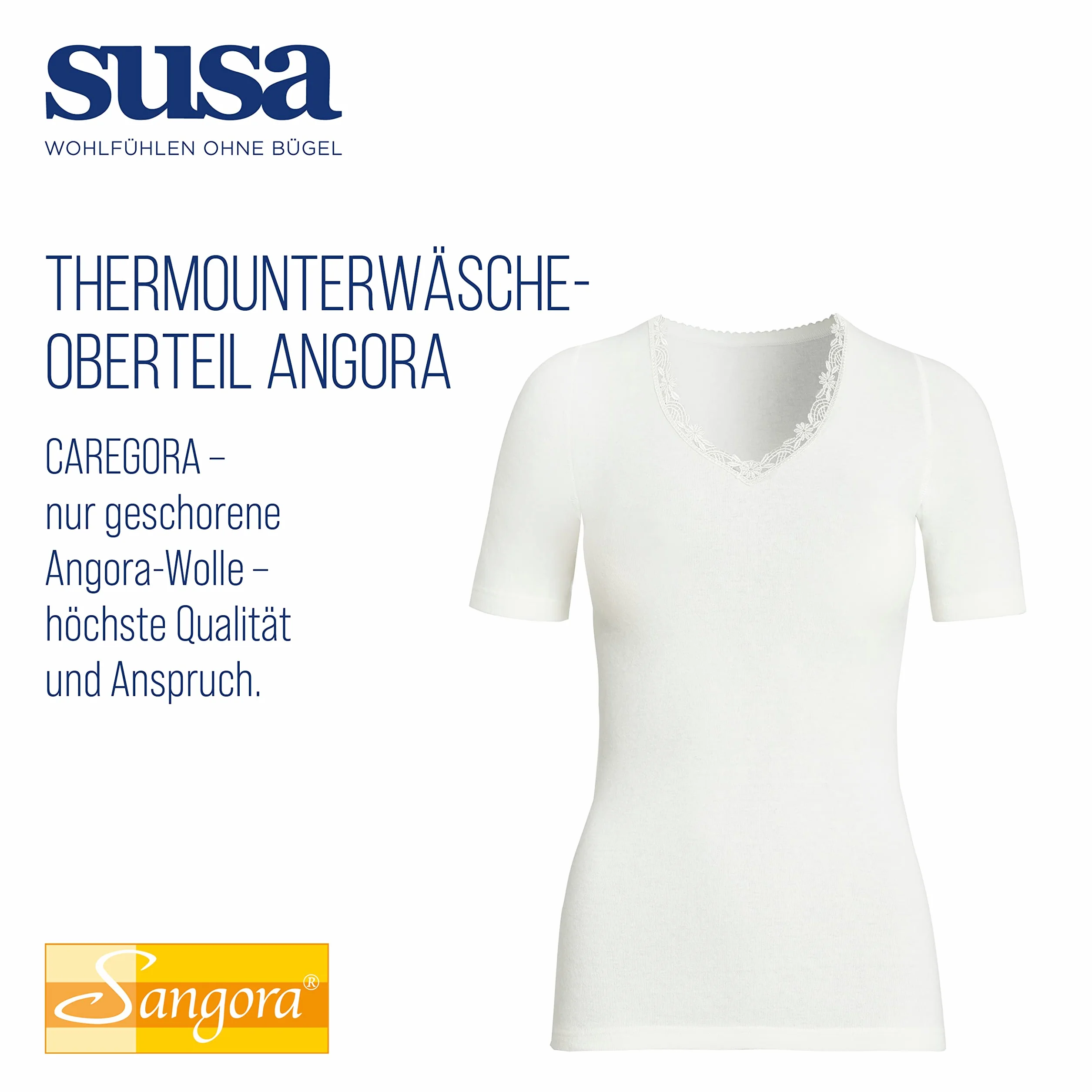 Susa Kobiety Angora Spenzer Koszulka Termiczna, Biały, L
