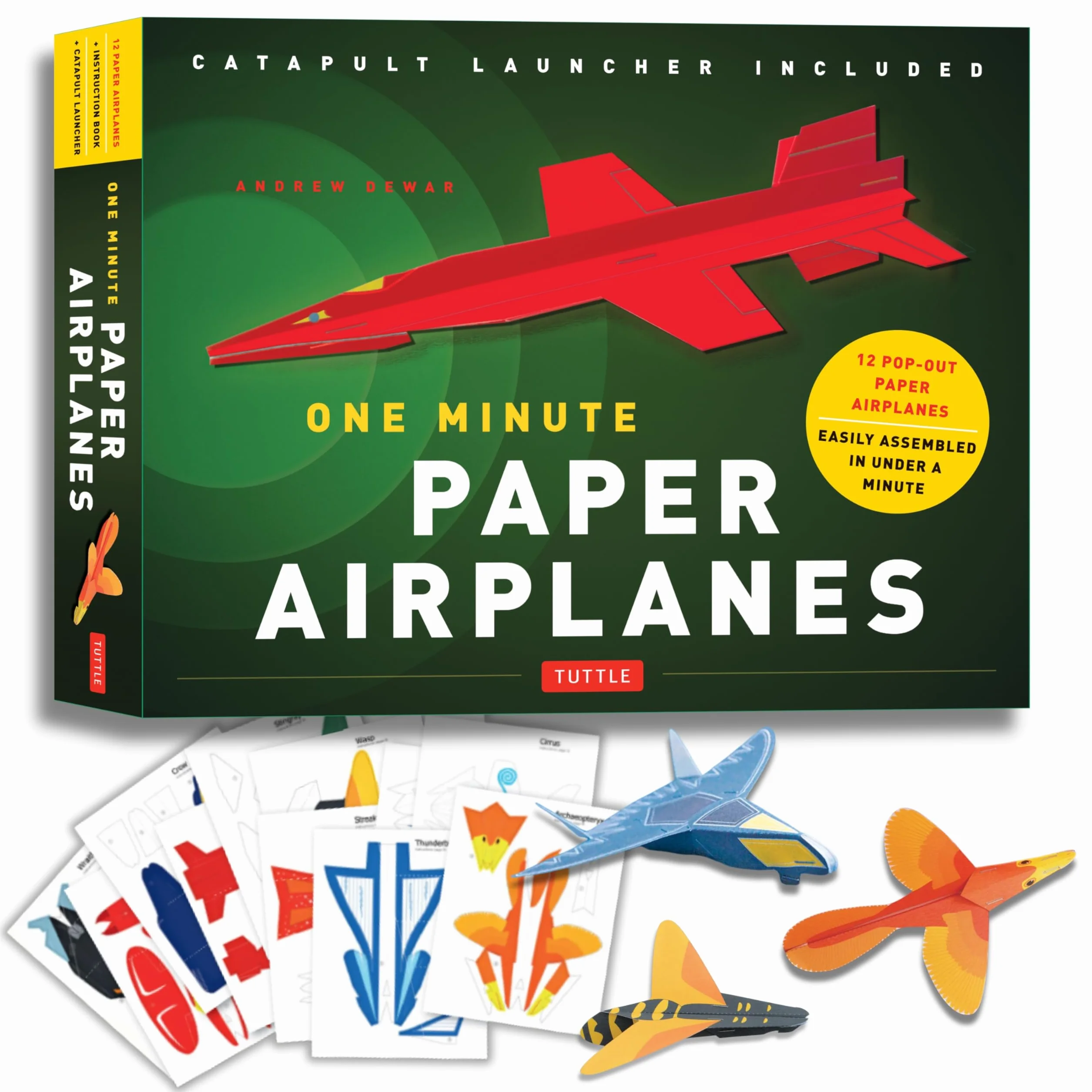 One Minute Paper Airplanes Kit /anglais: 12 Pop-Out Planes, Easily Assembled in Under a Minute: Paper Airplane Book with Paper, 12 Projects & Plane Launcher