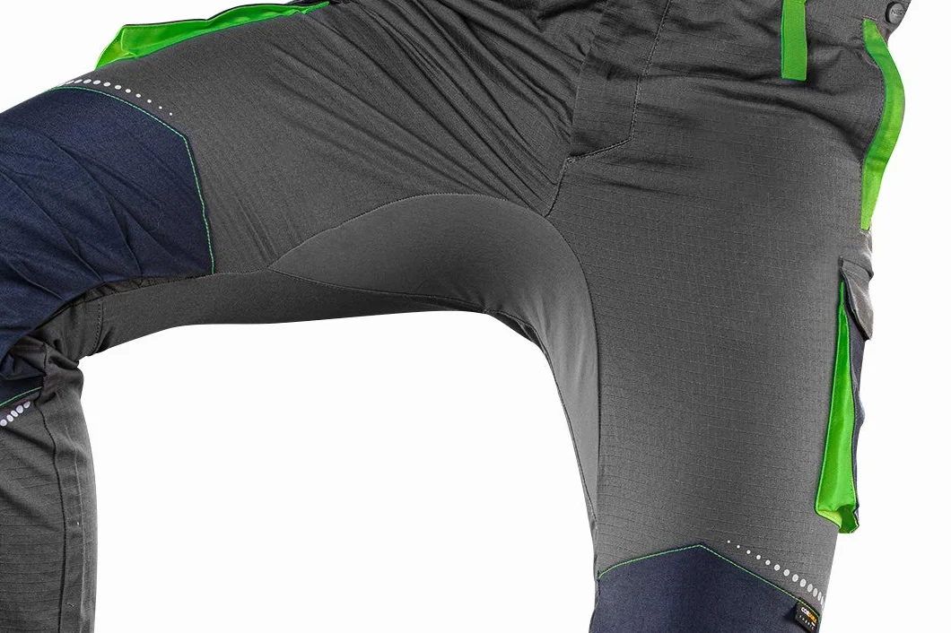 NEO TOOLS Męskie spodnie robocze klasy premium, 100% bawełna 210 g/m2, Ripstop, rozmiar XS-3XL, obszar kolan wzmocniony Cordura, elastyczny gumowy ściągacz i szelki, elementy odblaskowe