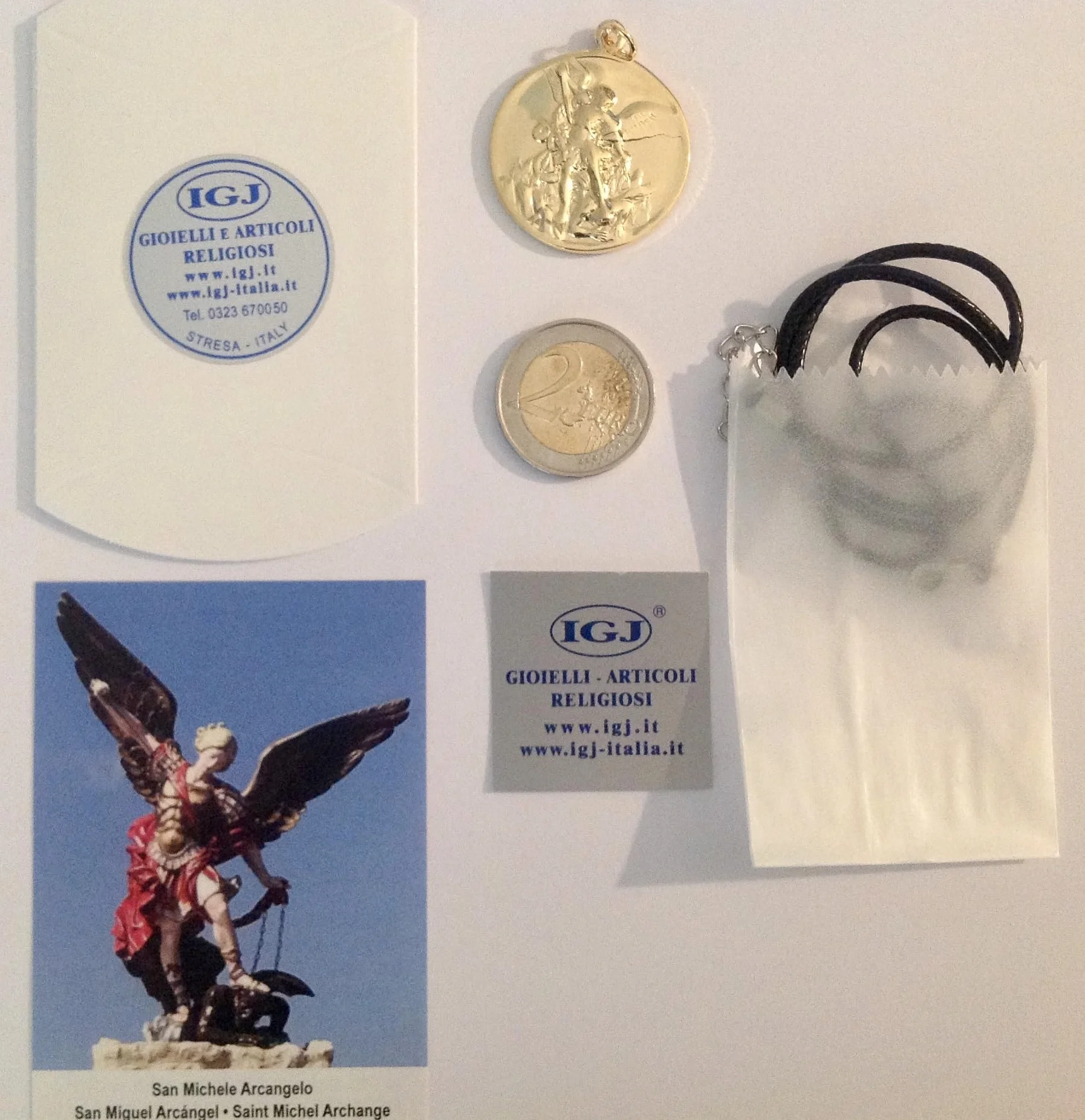 I G J Medalik św. Anioła Michaela – pozłacany (gwarantowany) – duży rozmiar – 32 mm