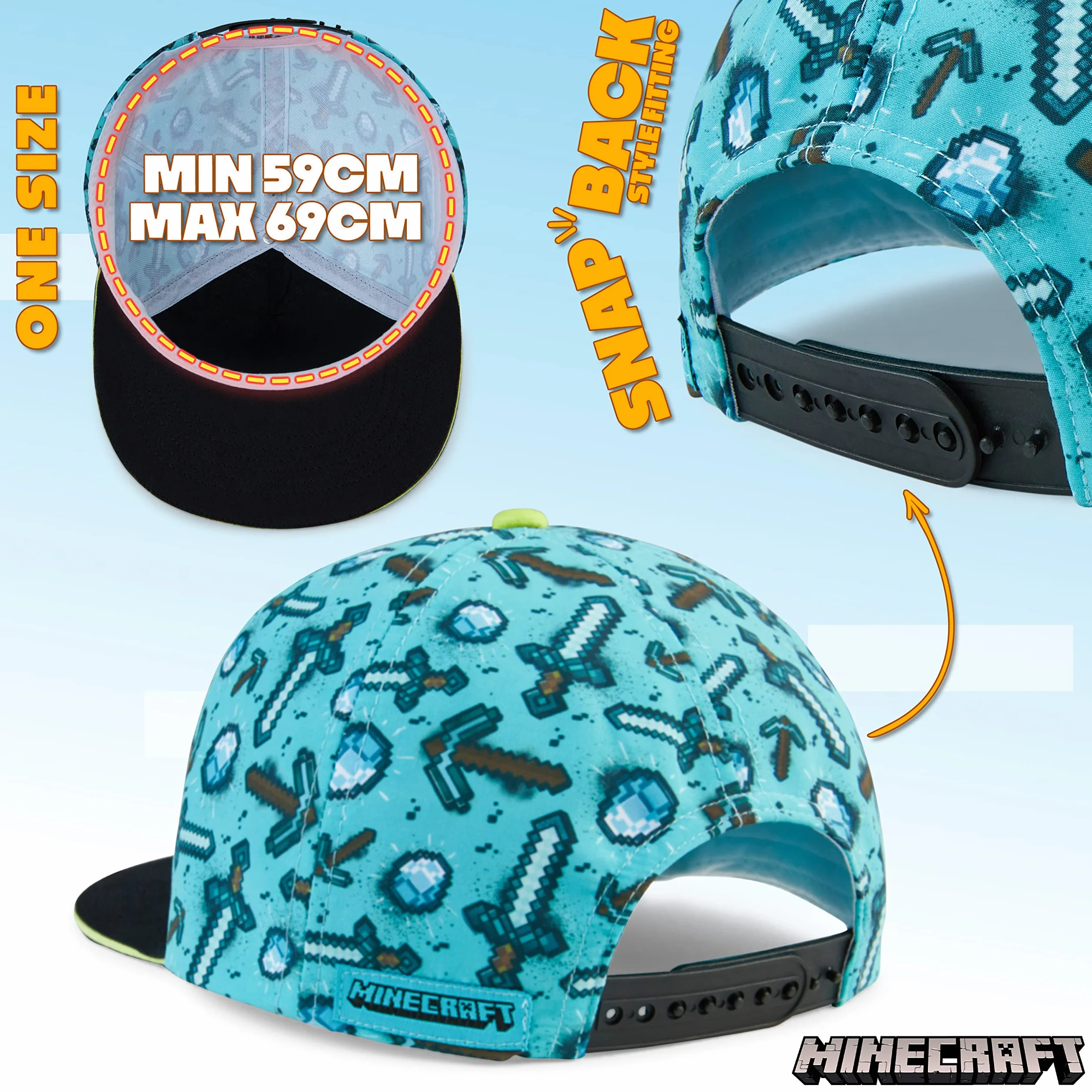 Minecraft Czapka chłopięca, czapka z daszkiem Snapback Ochrona przeciwsłoneczna Kapelusz dziecięcy - Prezent dla dzieci