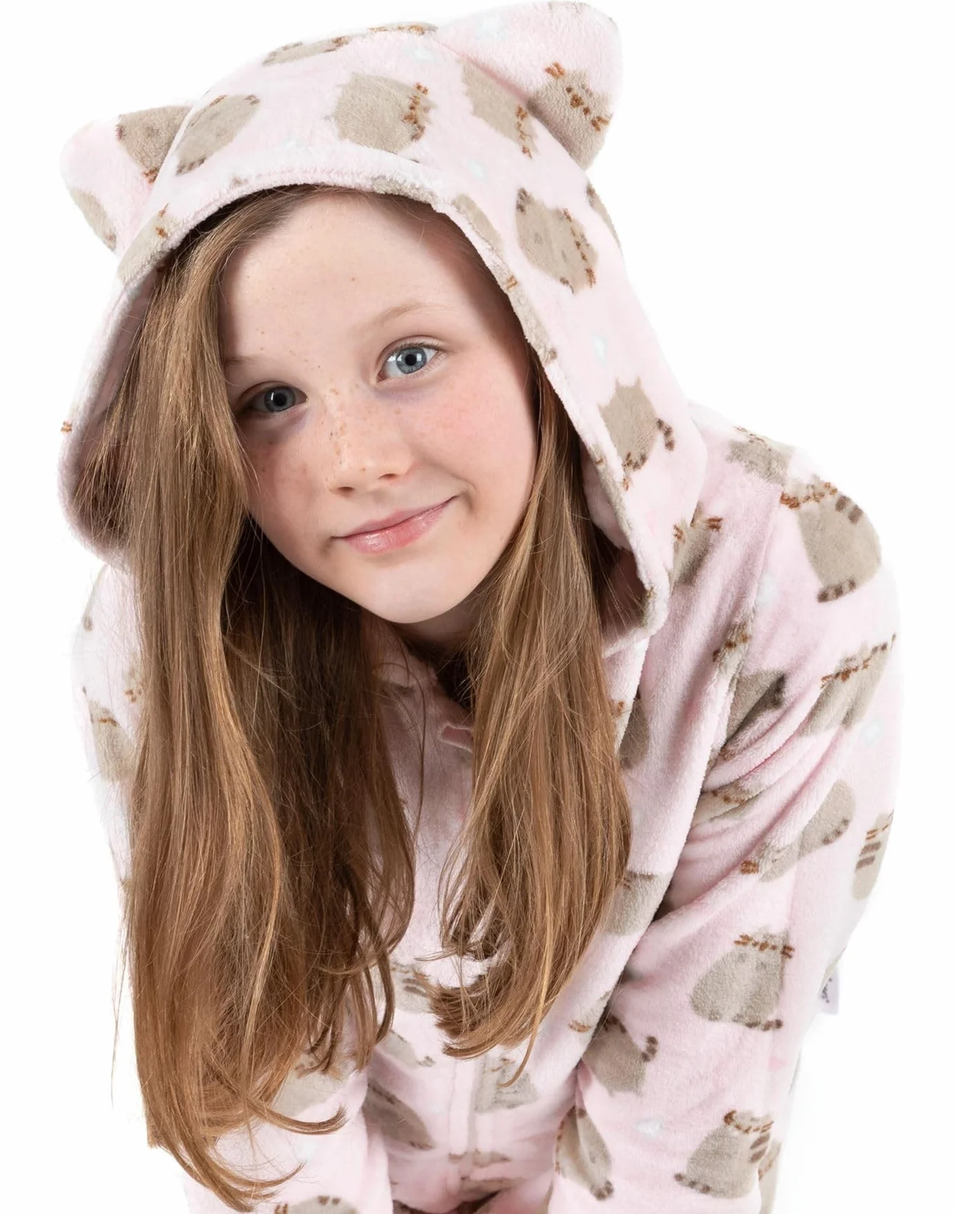 Pusheen Onesie Dziewczece Dres Dla Dzieci Różowy Lub Brązowy Kot Piżama Polar
