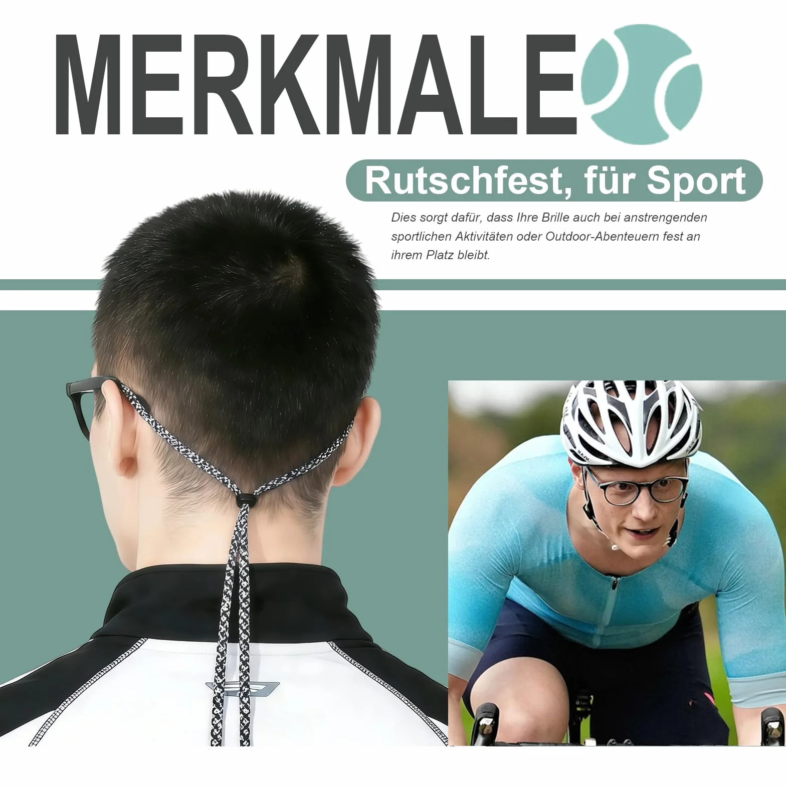 3 Sztuk Odblaskowy Nocny Pasek do Okularów Sportowych - Linka do Okularów Rowerowych, Regulowany Sznurek do Okularów, Smycz Outdoor do Soczewek Przeciwsłonecznych, Antypoślizgowy Pasek Na Szyję Unisex