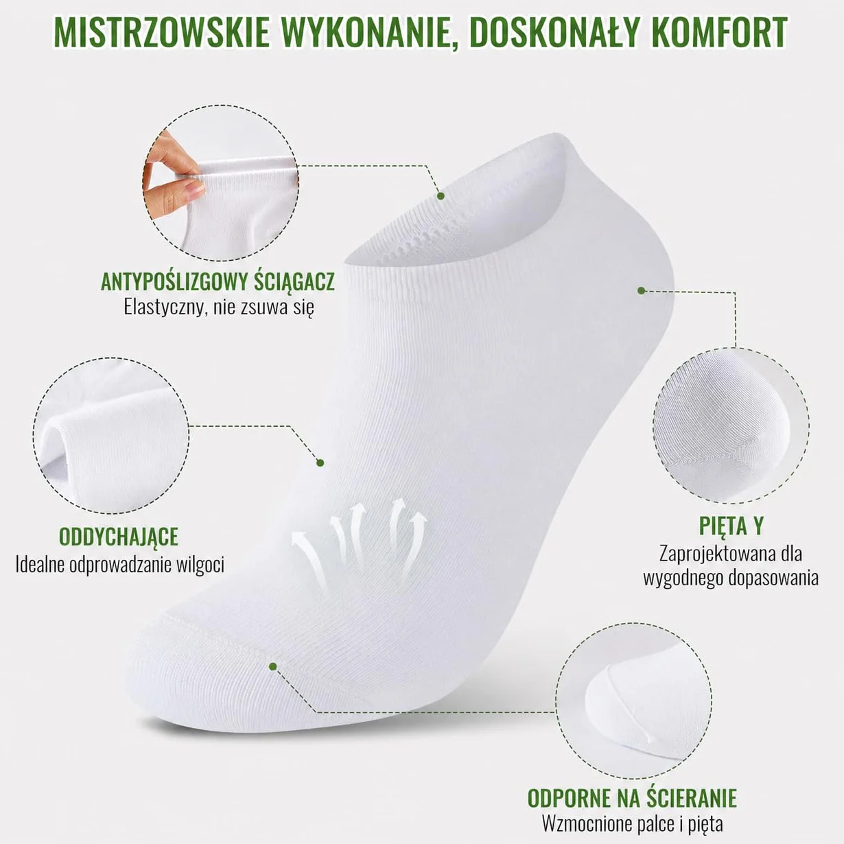 10/20 Par Skarpetki Krótkie Bambusa Dla Mężczyzn I Kobiet – Wygodne, Oddychające, Krótkie Skarpety Letnie do Kostki, Unisex, Idealne na Co Dzień, Czarny, Biały, Szary, Niebieski