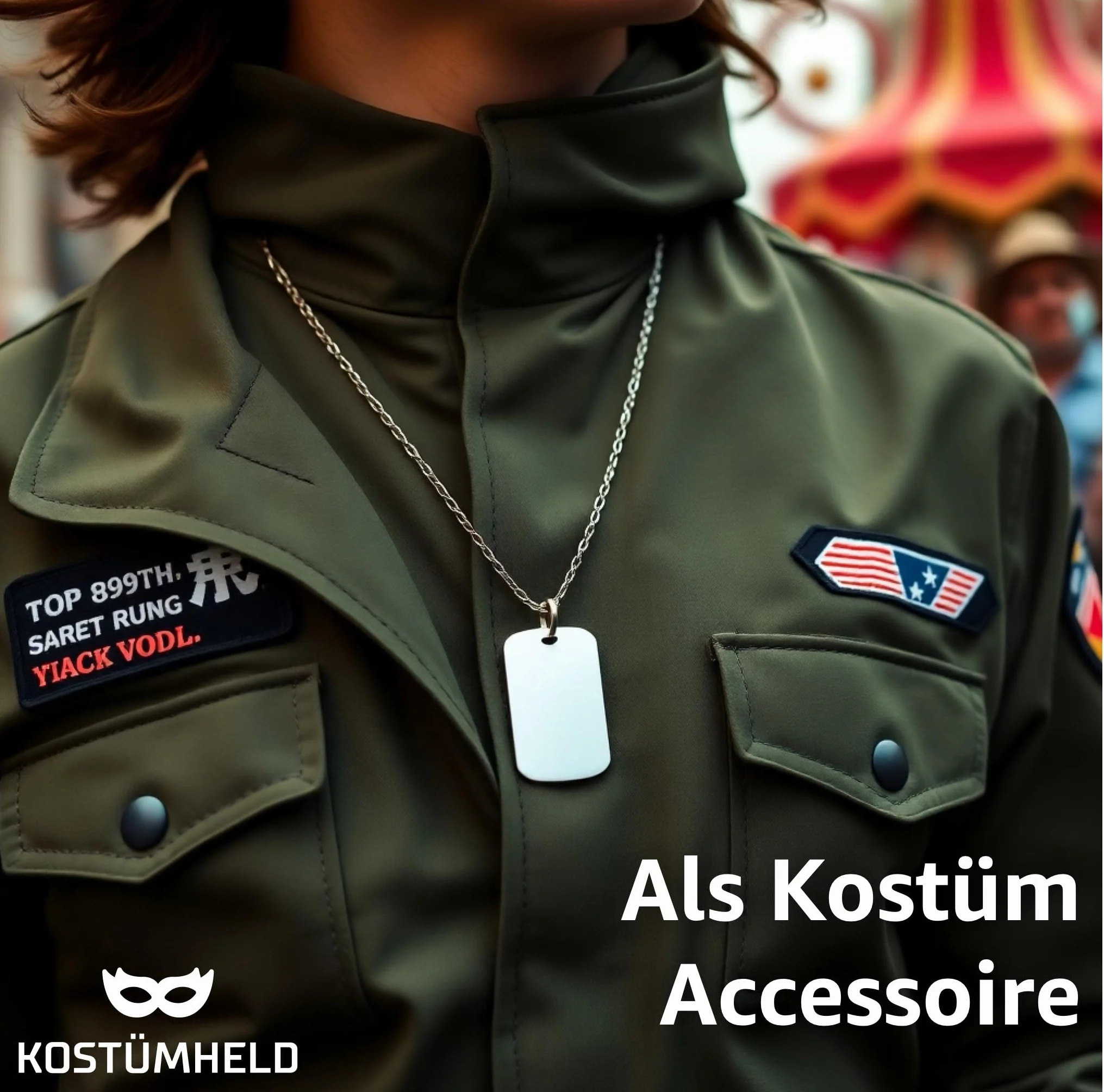 TK Gruppe Timo Klingler Nieśmiertelnik US Army Dog Tag – nieśmiertelnik srebrny, łańcuszek jako dodatek żołnierza na karnawał