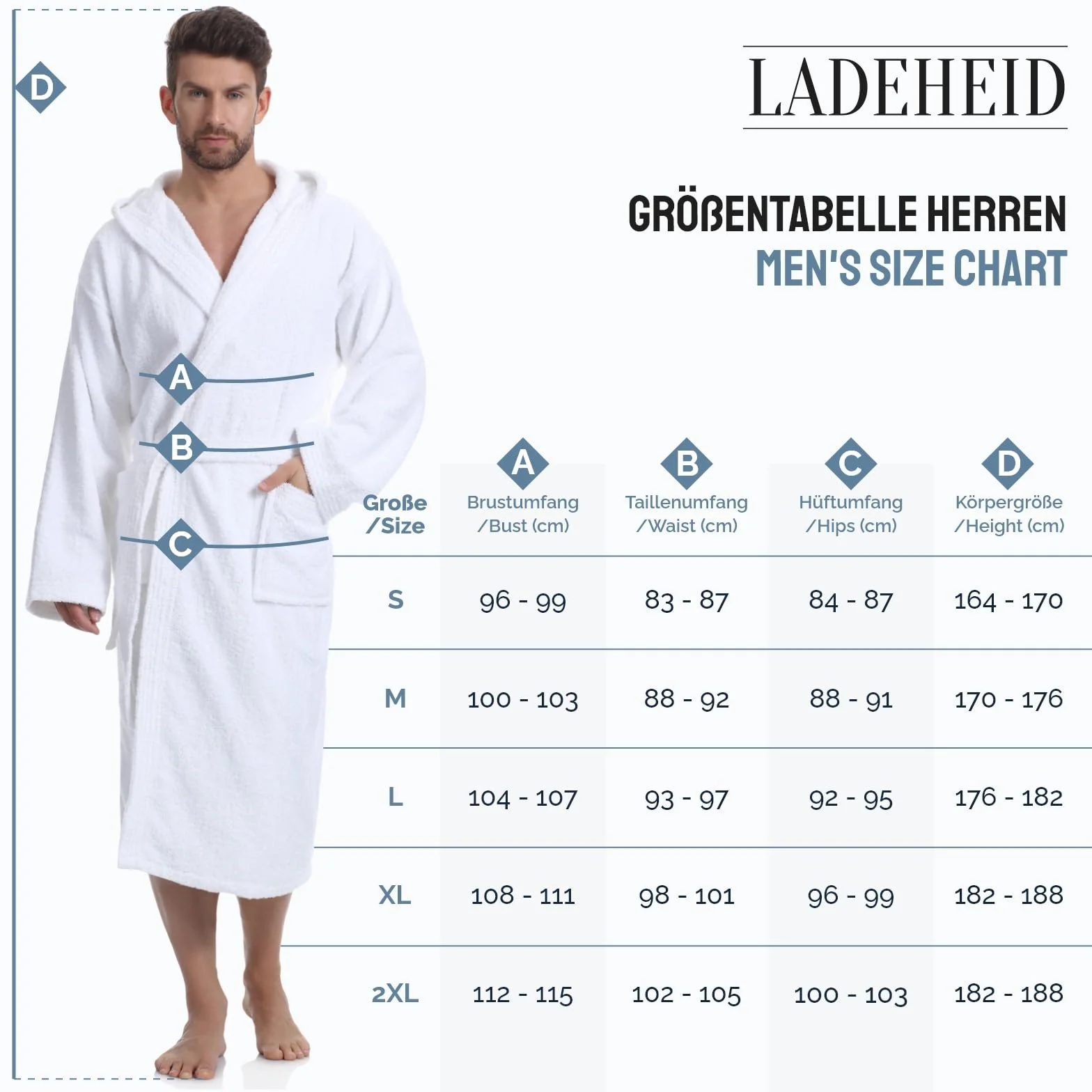 Ladeheid Męski Szlafrok Frotte Wykonany w 100% z Bawełny LA40-101