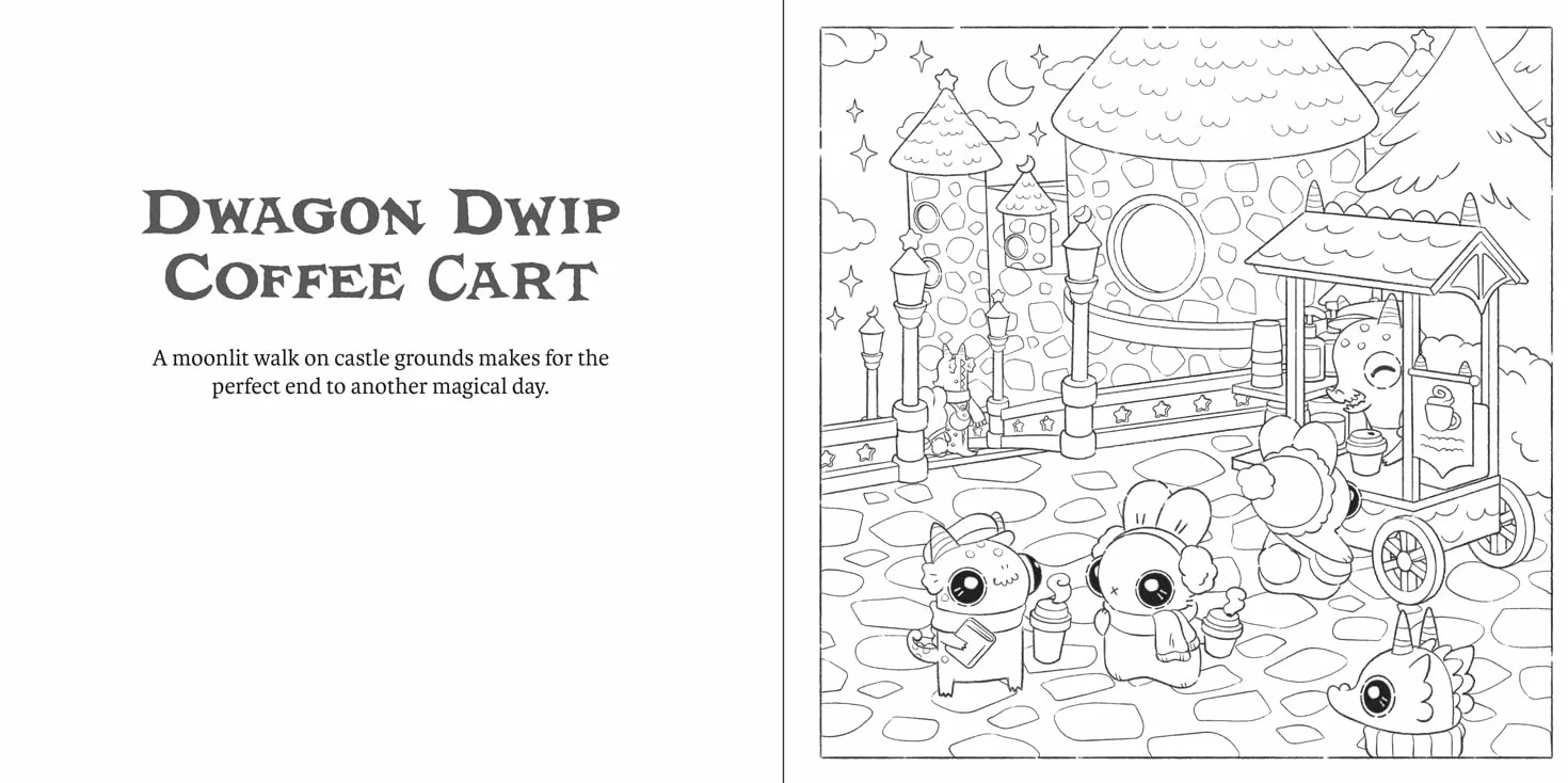 Bunnehs and Dwagons: Magical Kingdoms Cost Colouring: Hygge Colouring In Scenes with Kawaii Characters