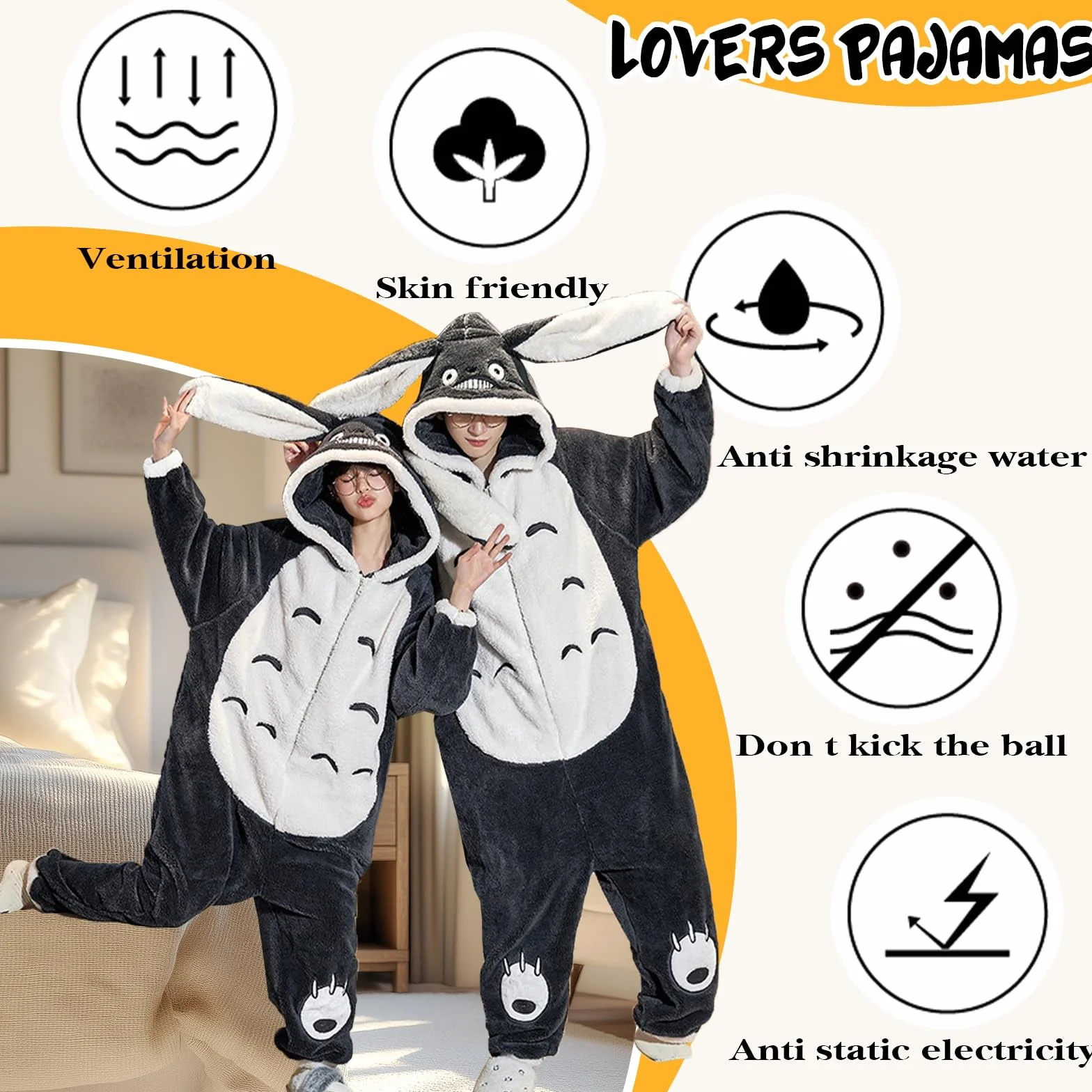 HULG Jednoczęściowy kostium dla dorosłych, kostium zwierzęcy, unisex, pluszowy, Halloween, cosplay, piżama, impreza, jednoczęściowa bielizna nocna
