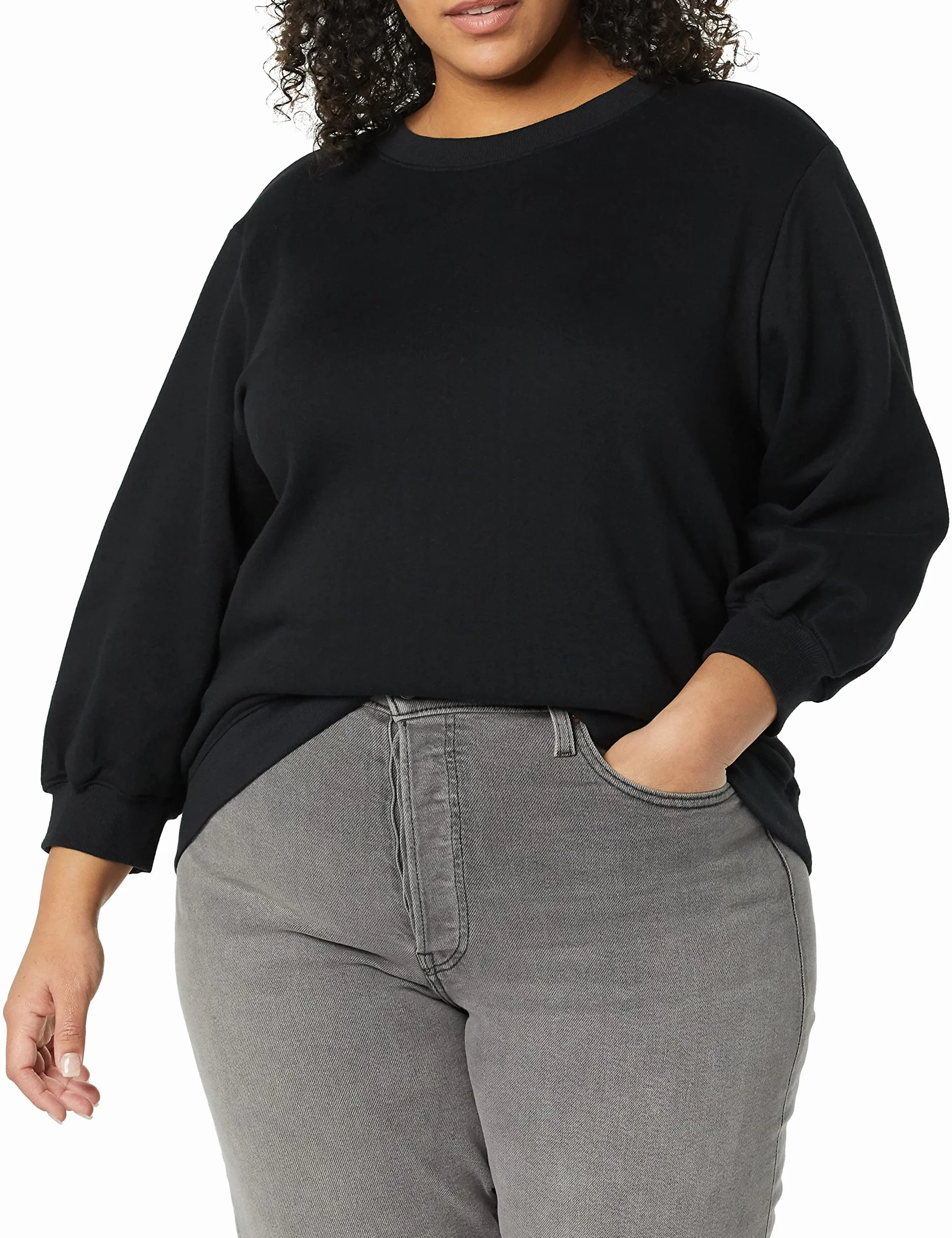 Amazon Essentials Kobiety Francuski Terry Polar Rękaw Detal Crewneck Bluza