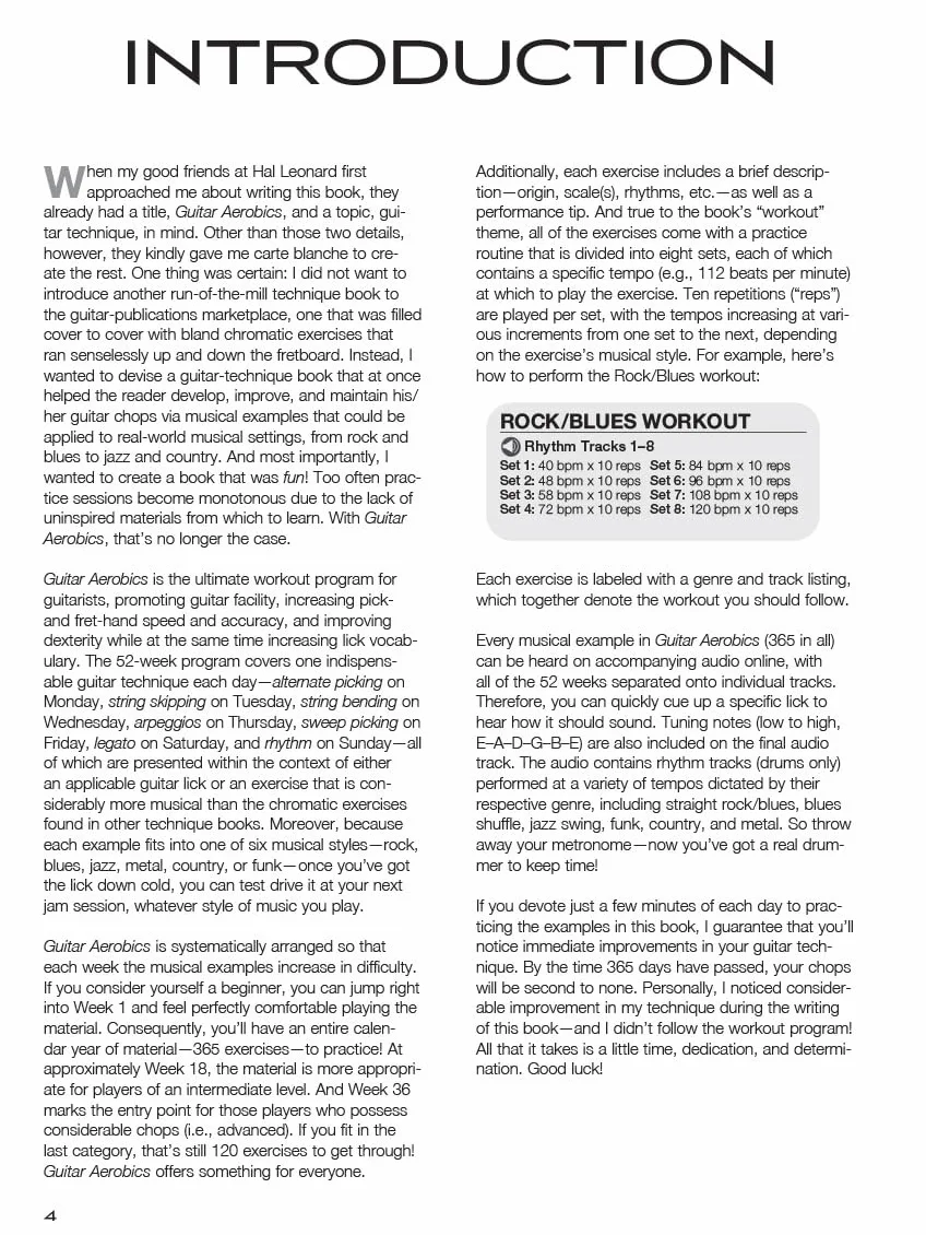Guitar Aerobics Book/Online Audio: A 52-Week, One-Lick-Per-Day Workout Program for Developing, Improving & Maintaining Guitar Technique