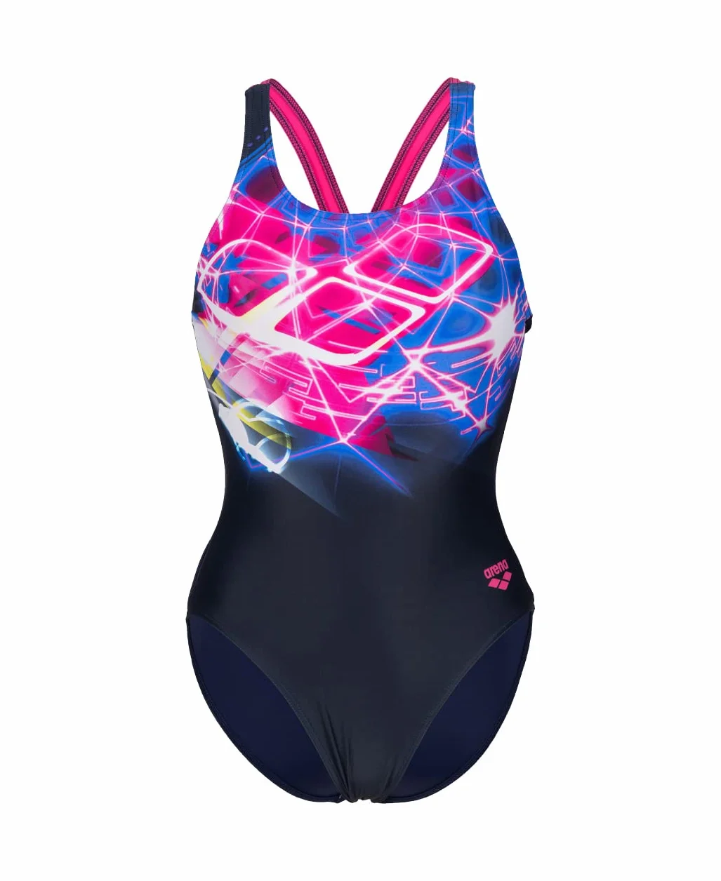 ARENA Damski strój kąpielowy z wycięciem na plecach w kształcie litery V, kolor granatowy (Navy-Freak Rose), 40, Navy-freak Rose, 40