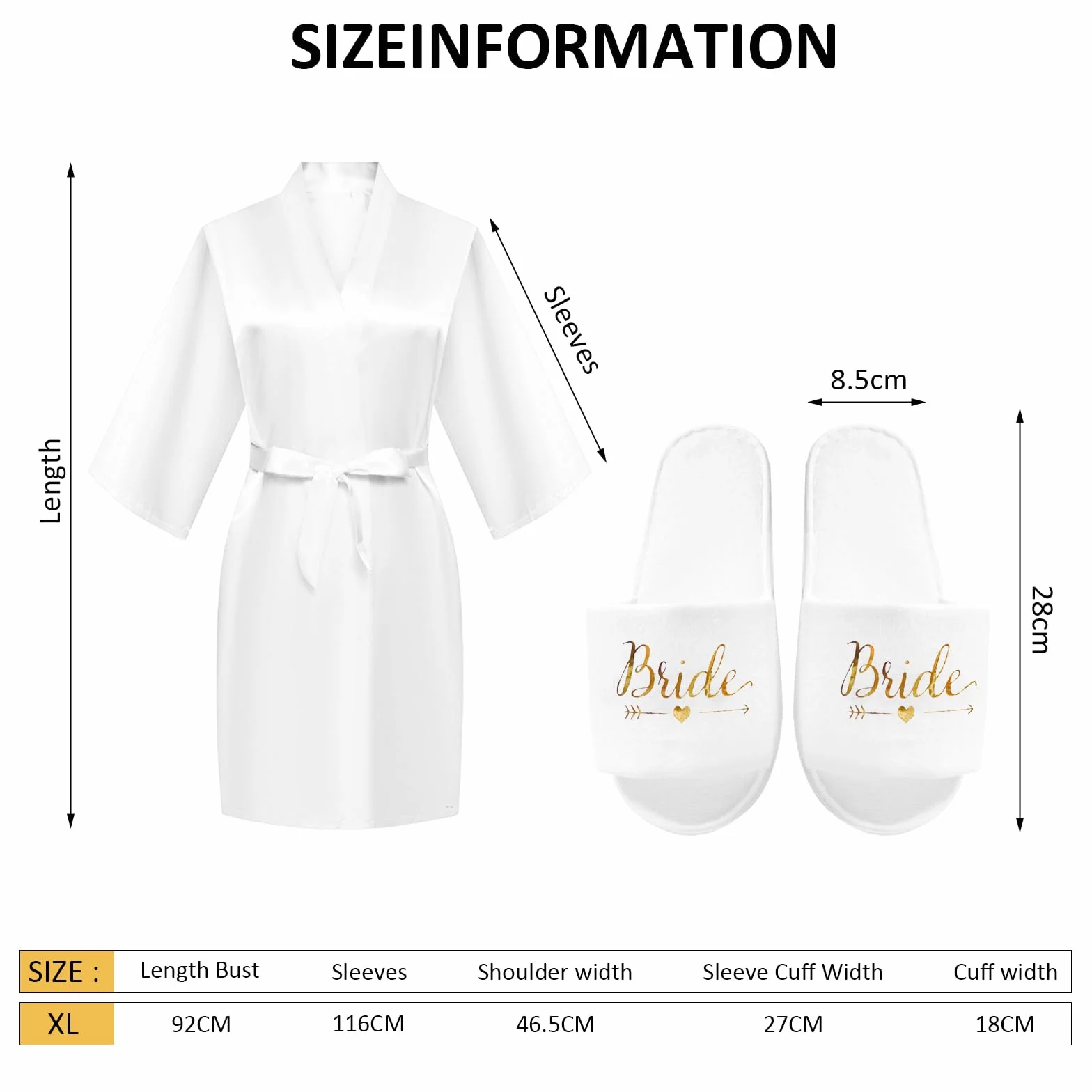 HENGBIRD Bride szlafrok damski, szlafrok kąpielowy, satynowy, kimono z dekoltem w kształcie litery V, bielizna nocna z kapciami na wesele, dekoracja imprezowa