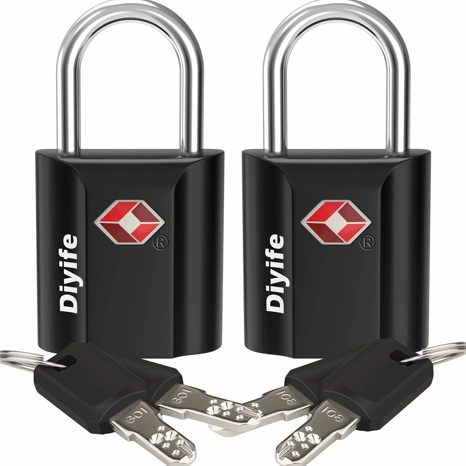 Diyife TSA Luggage Locks, [2 sztuki 4 klucze] zamek bezpieczeństwa blokada podróżna do walizek walizka itp. (Czarny)
