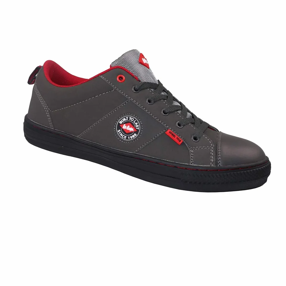 Lee Cooper ‎LCSHOE054 Unisexowe obuwie ochronne robocze SB/SRA w stylu retro baseball nowoczesny design buty robocze BHP, Szary, 36 EU