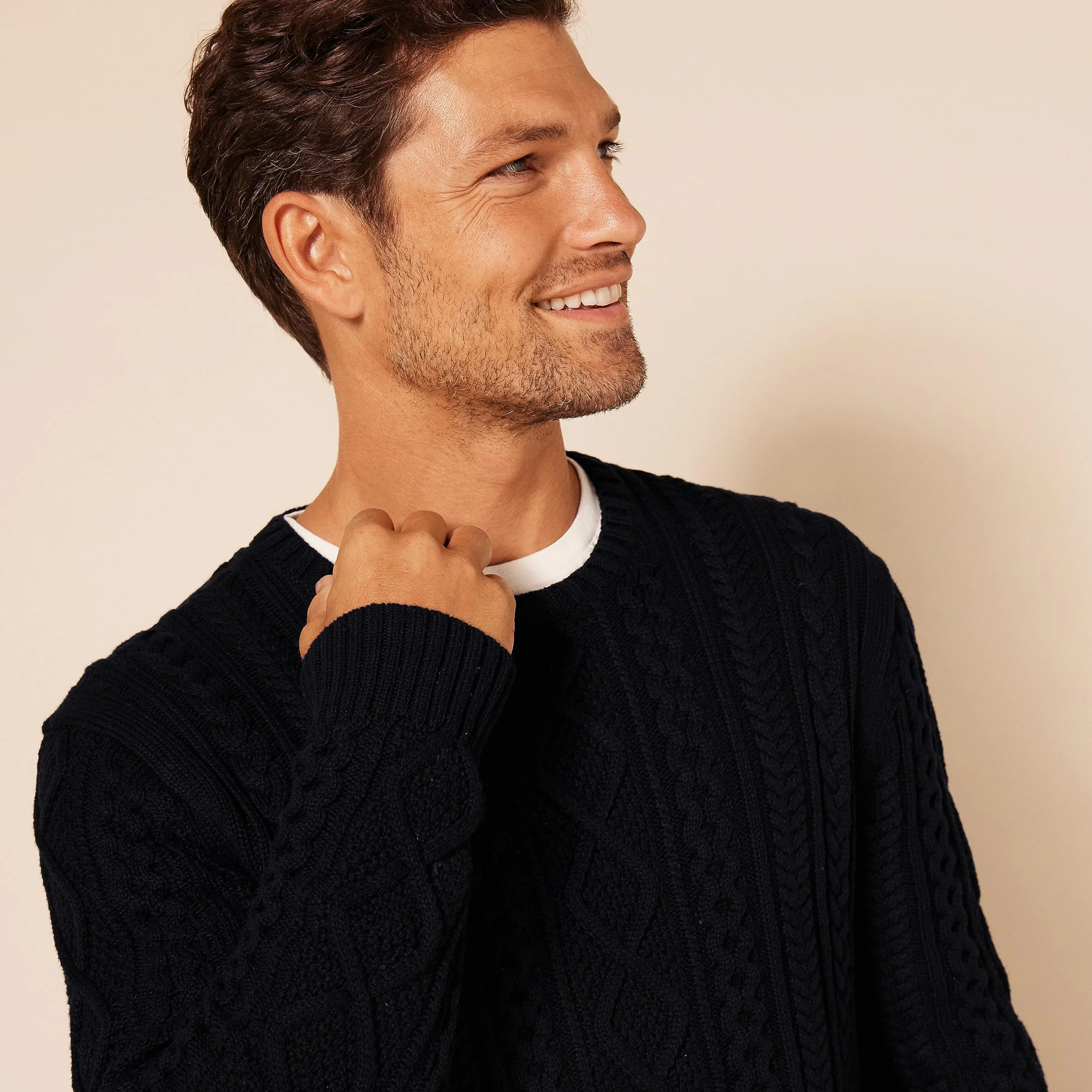 Amazon Essentials Mężczyźni Sweter z długim rękawem 100% bawełny Fisherman Cable Crewneck