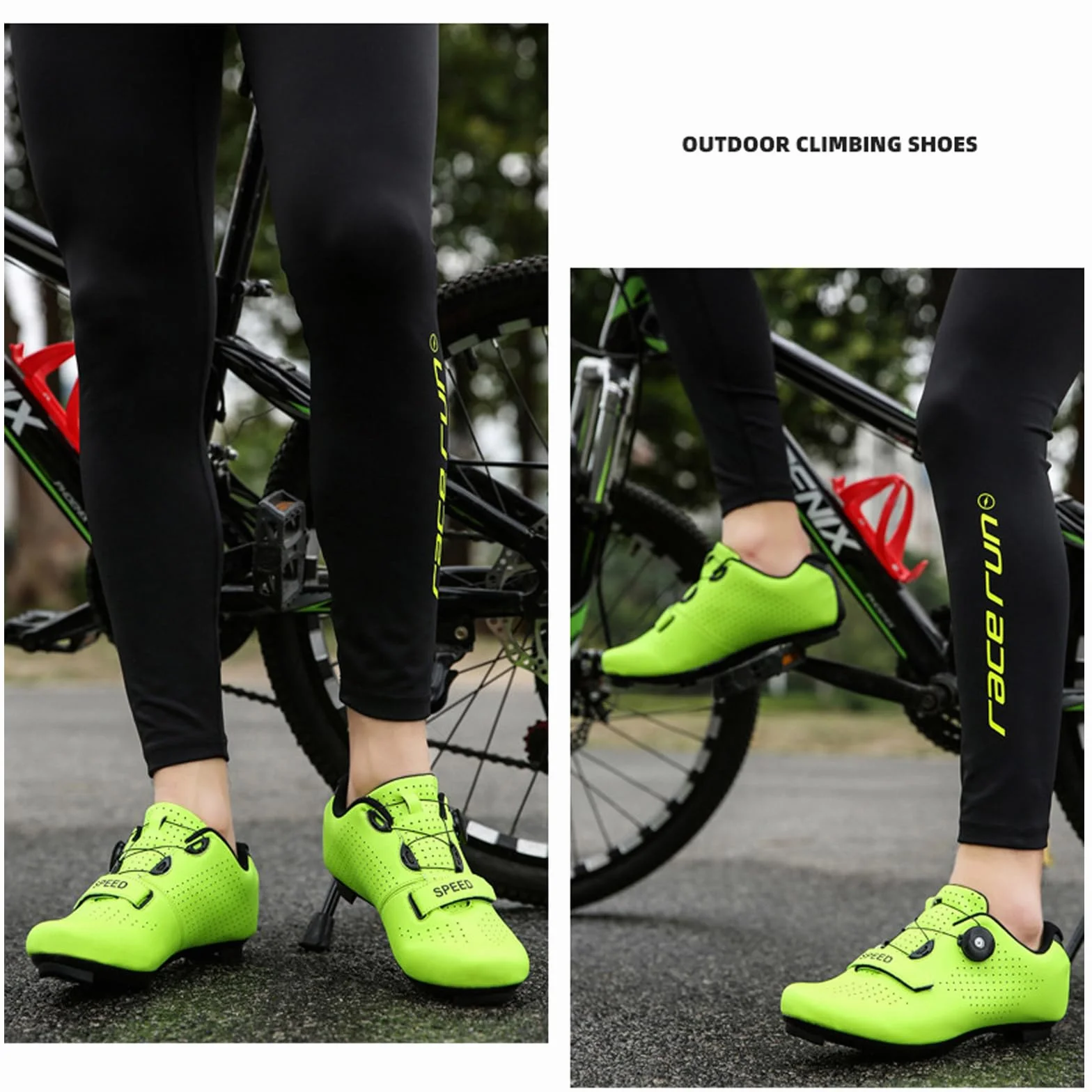 LZQpearl Trampki Rowerowe, Górskie Trampki Rowerowe I Szosowe Z Gumową Podesztywą Buty Rowerowe Bez Blokady System Sznurowania Szybkie Obrót Yellow, 45
