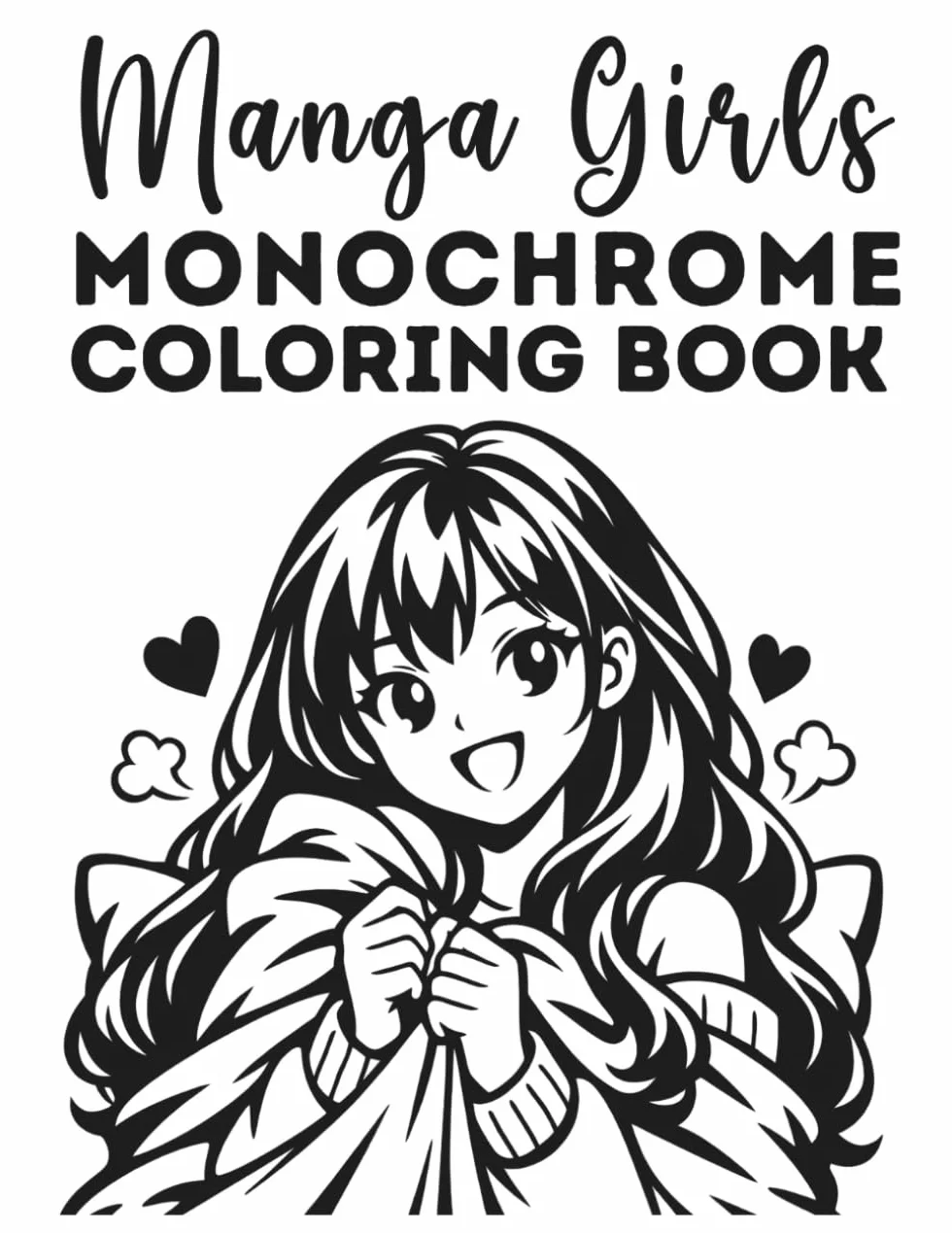 Manga Girls Monochrome Coloring Book: One color coloring book for adults and teens | still and slow pages for mindful, relaxed coloring