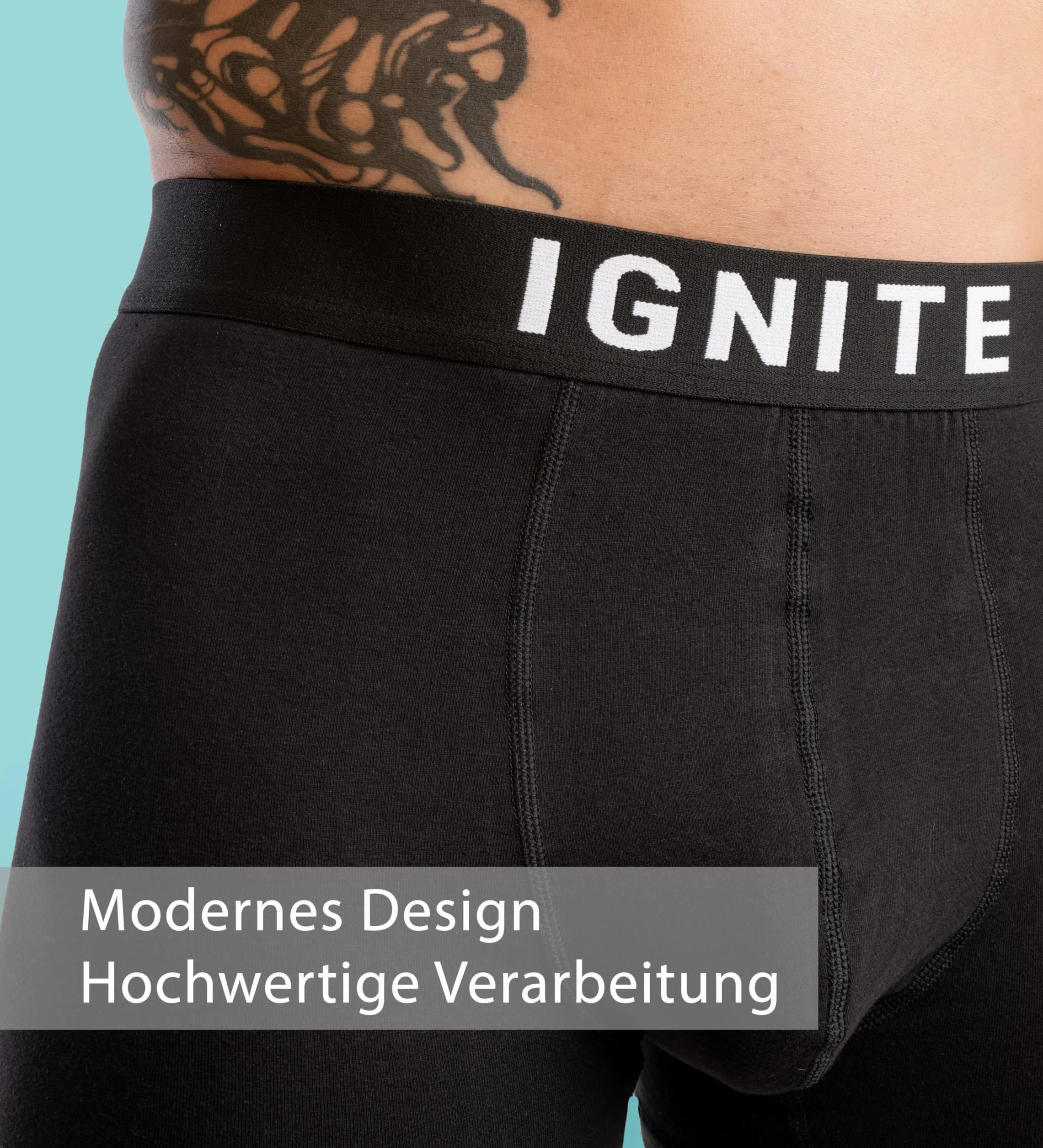 Ignite Bokserki męskie, bawełniane, 6 par, bielizna męska, oddychająca, bez drapiących metek