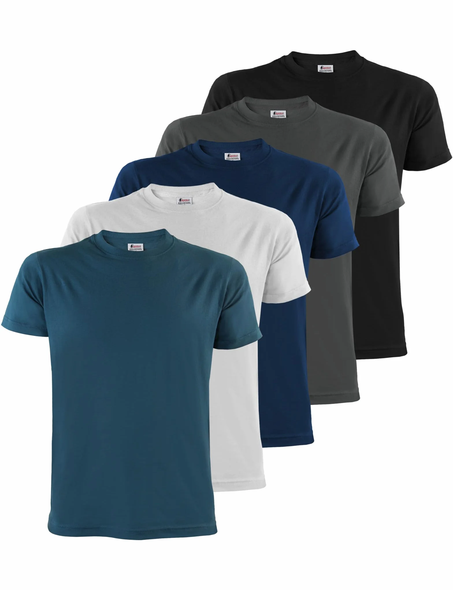 ALPIDEX T-shirt Koszulki Męskie Zestaw Set 5 Sztuk Okrągłym Dekoltem Jednokolorowe 100% Bawełna Krótki Rękaw S M L XL XXL 3XL 4XL 5XL